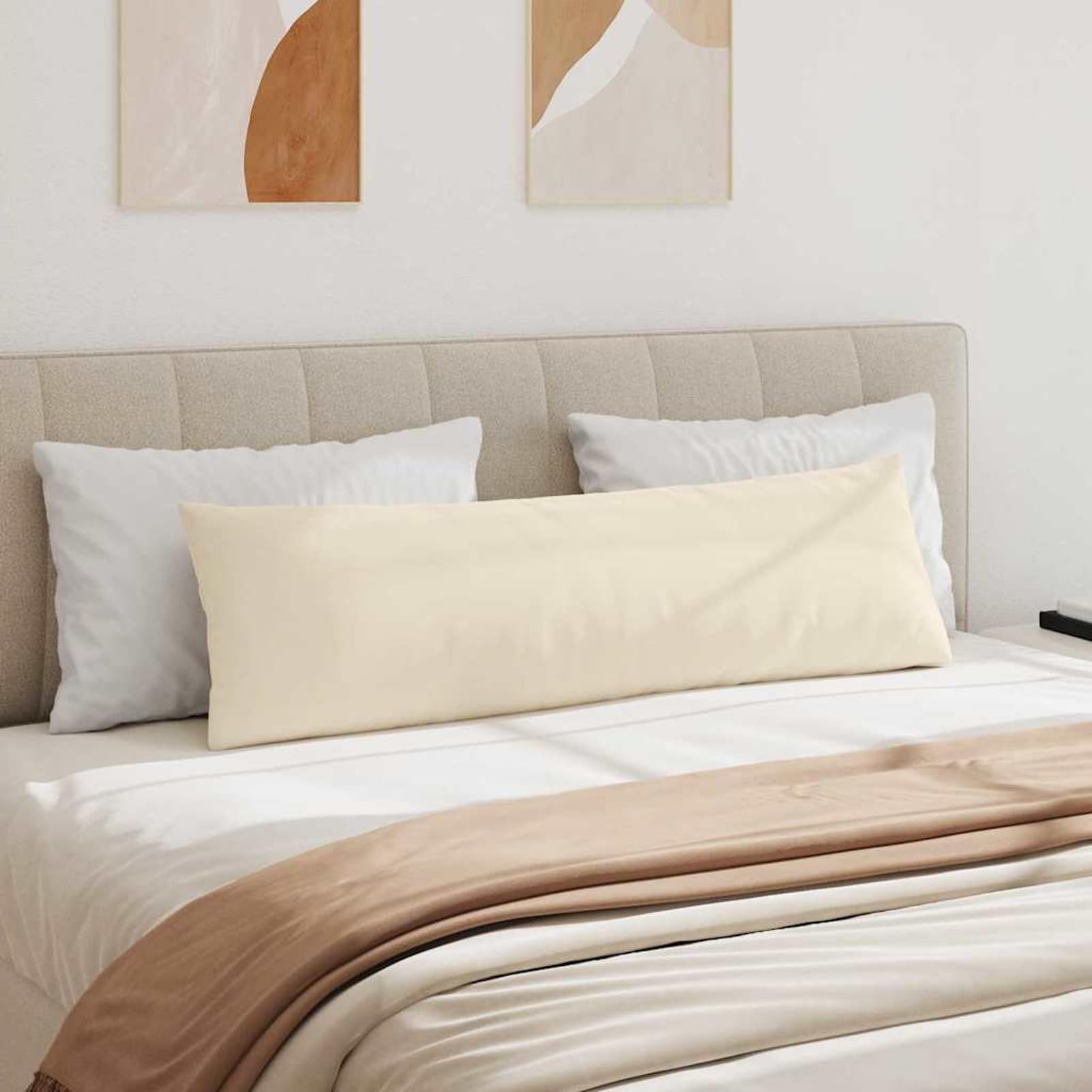 Cuscini da divano, 2 pezzi, beige, 145 x 40 cm, in tessuto sfoderabile, con imbottitura in poliestere, per soggiorno, camera da letto e ufficio in casa