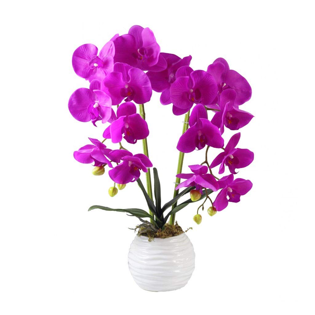 Sbziojhdr Purple Artificial Flowers, Decor Artificial Flowers With Vase Orchid Bonsai With, Faux Pu Orchids For Home Office Living Room Table Flowerswhite(Purple)