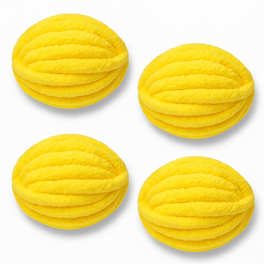 MARCYNMYA Chunky Yarn No7 Thick Yarn, 250 Grams (Yellow, Pack of 4)