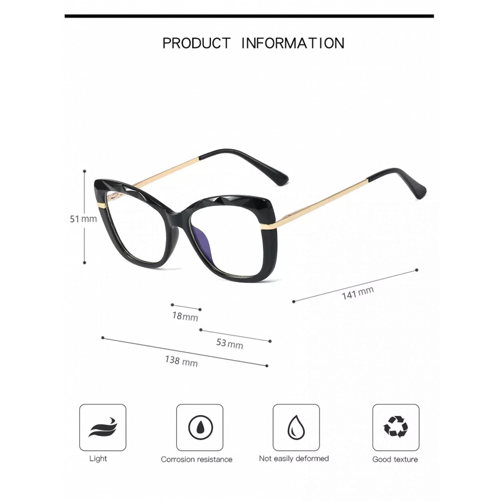 BAJIE Sonnenbrille Fashion New Dia Cutting Frontier Blue Eye Glasses Female Tr90 Full Frame Spring Leg Flat Mirror Gaming Brille Optical Gla