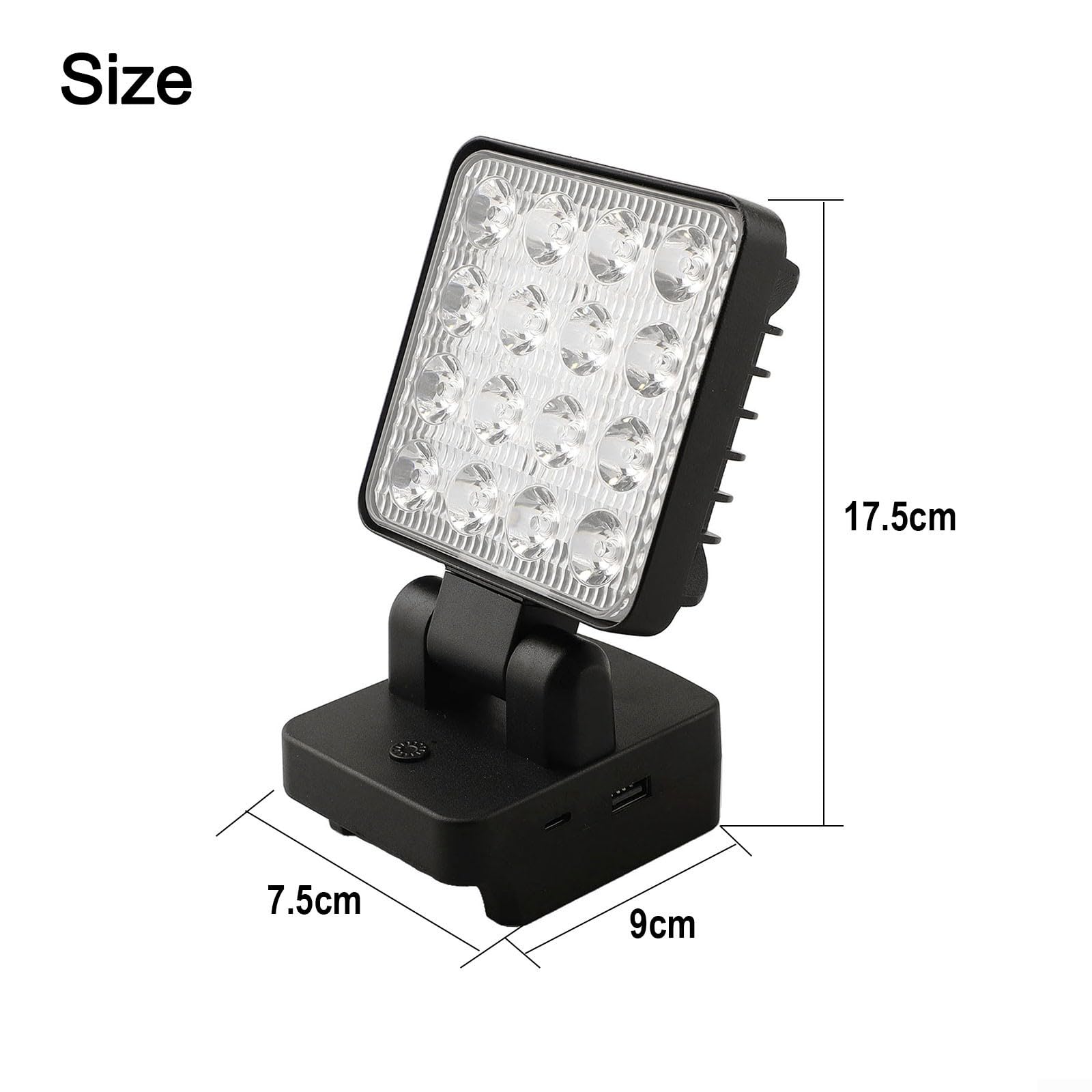 Lampe de poche LED sans fil pour batterie 18 V 20 V BL1518 BL2018 PCC680L FMC680L Tête réglable à 90 degrés 1200 lm pour camping atelier