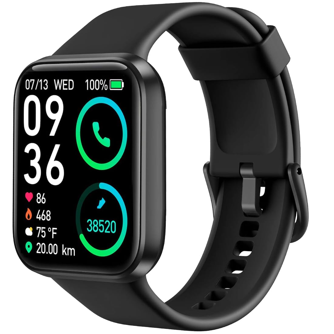 M I D116 Fitness Band Smart Watch for Men, Women, Boys, Girls, Kids – Single Touch Interface, Water Resistant, Workout Modes, Quick Charge Sports Smartwatch – Black I