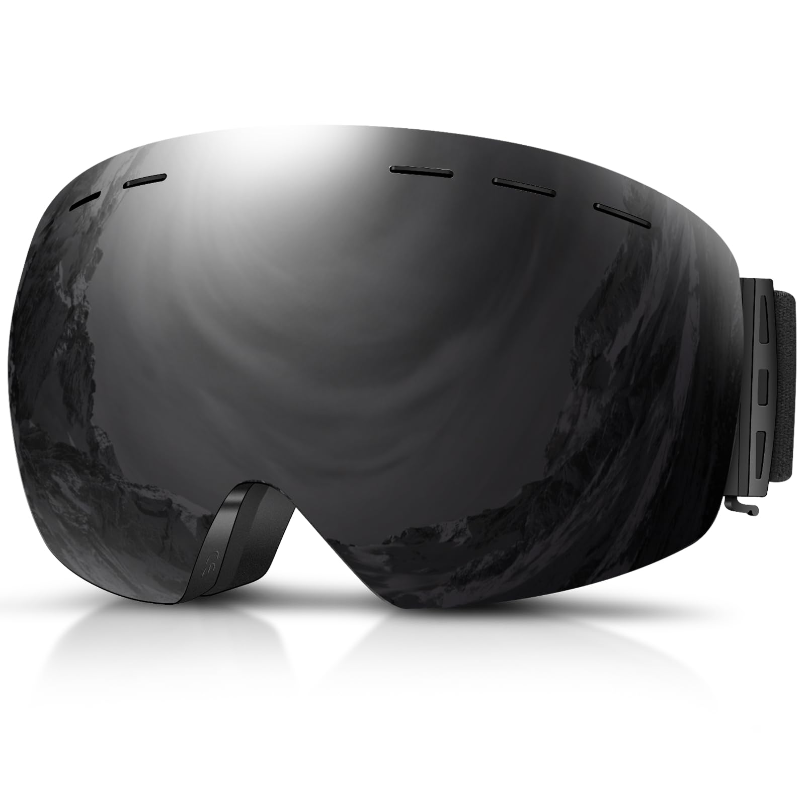 DADA-PRO Skibrille Herren Damen Ski Brille 100% UV Schutz Anti Fog Helmkompatibel Rahmenlose Skibrille Für Brillenträger OTG Ski Goggles Snowboard Brill (Schwarz)