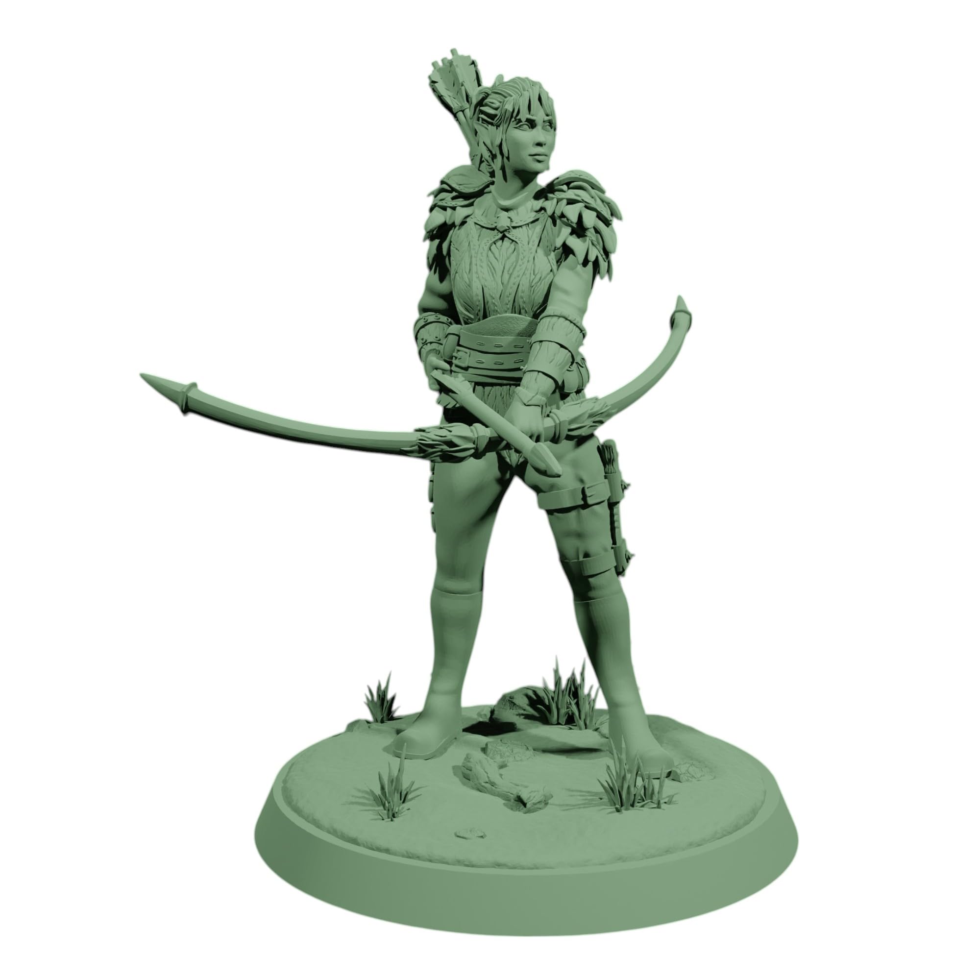 Unpainted DND Wood Elf Ranger Female Miniature Figurine, Tabletop Gaming Collectible, Fantasy World, Ideal Gift for Dungeon Masters and Collectors