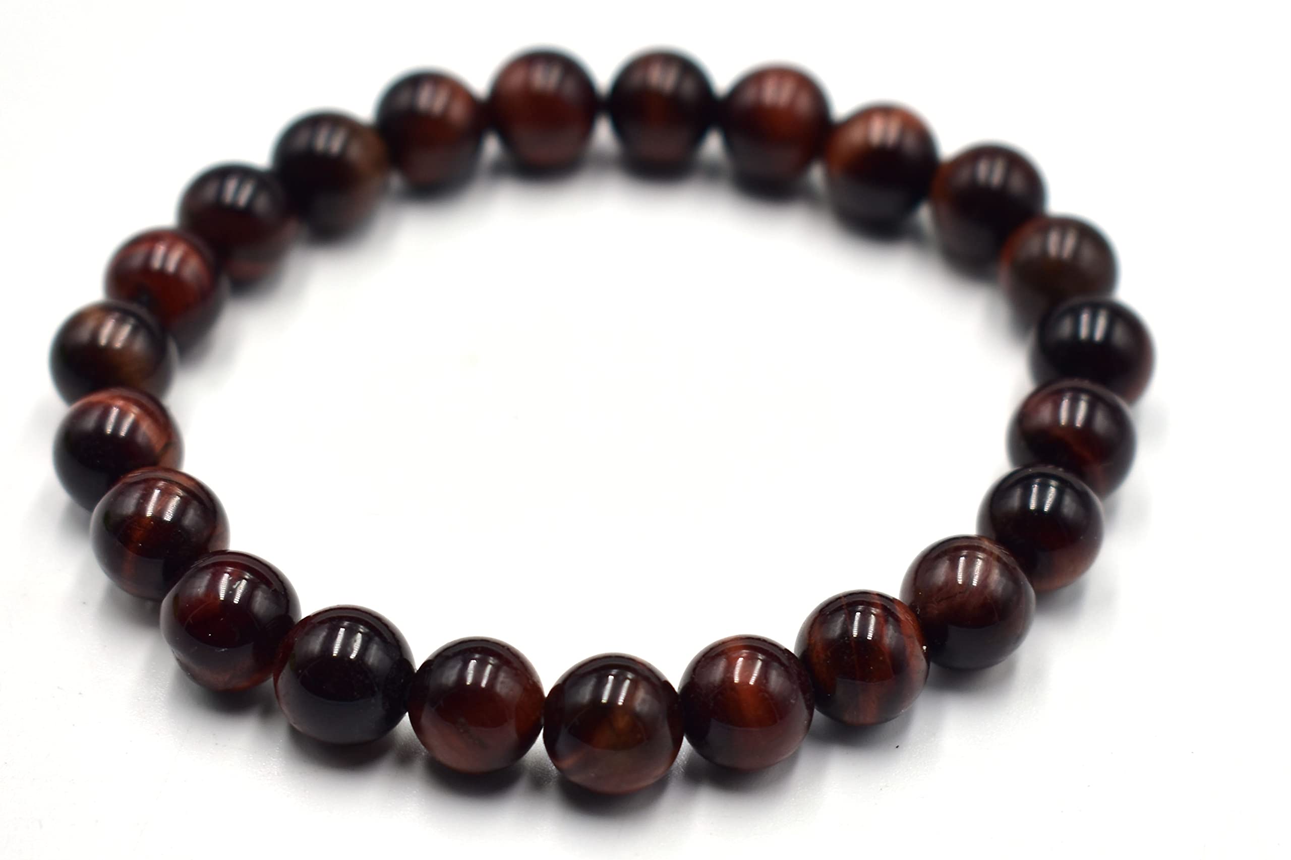 Natural Red Tiger's Eye Gemstone 8mm Plain Round Beaded Stretch Bracelet For Girls Women & Men, Chakra Bracelet, Healing Bracelet, Beads Bracelet For Gift ( RBB-60)