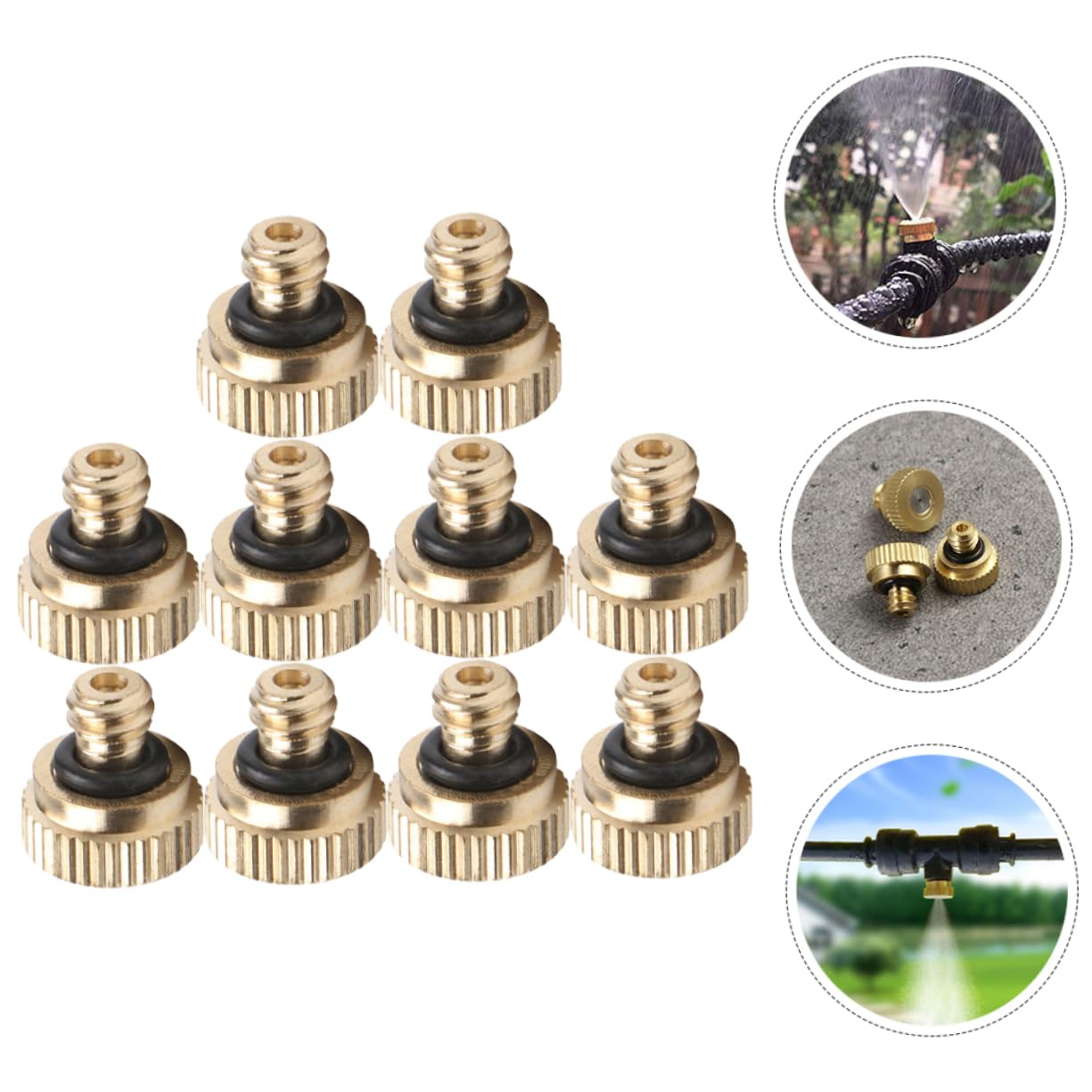 Happyyami 10pcs Low Pressure Atomizing Nozzle Mist Nozzle Sprayer Set for Outdoor Cooling System Rustproof Leakproof Misting Nozzle Heads