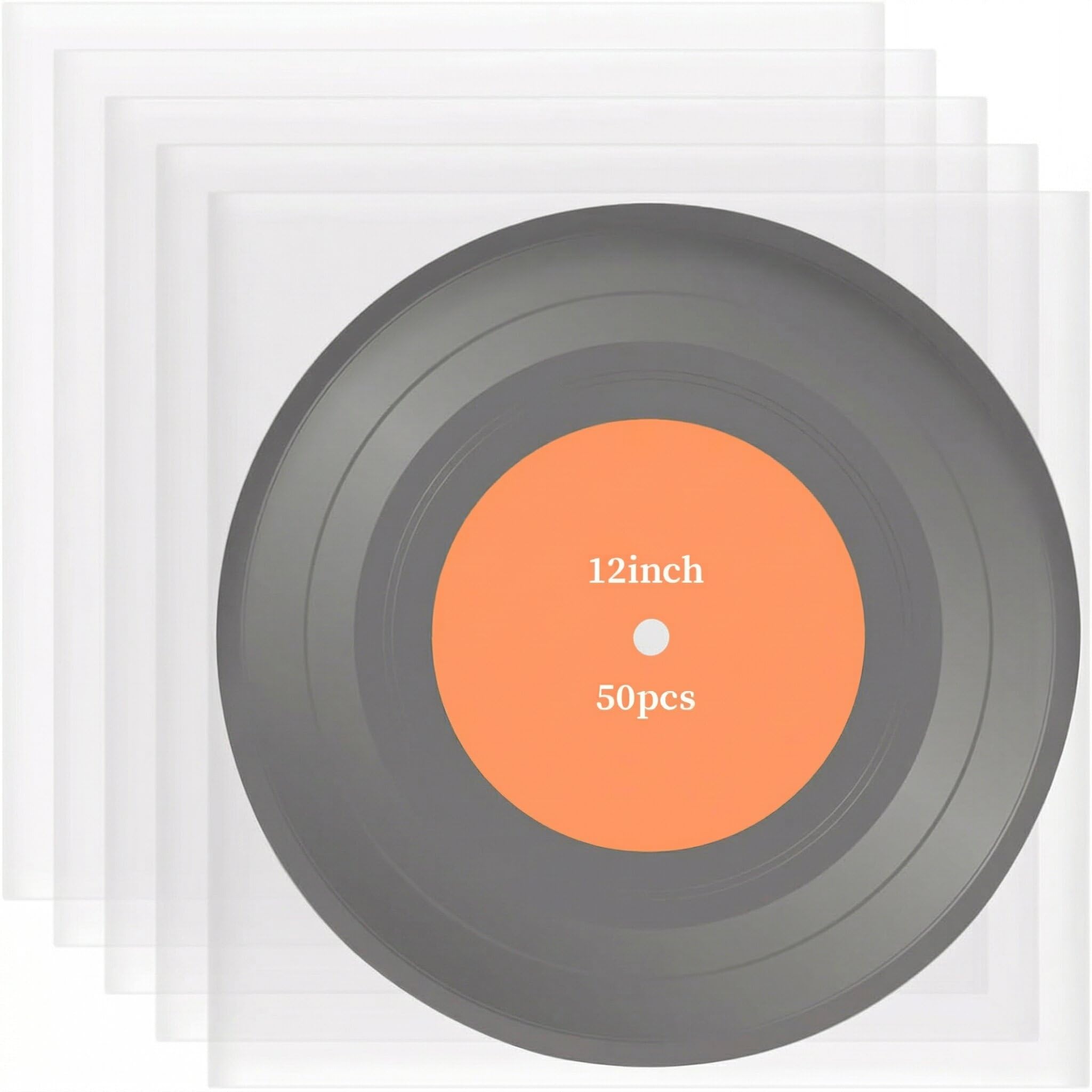 50 Pezzi Piazza Buste Vinili 33 Giri, Protezione Antistatica per Dischi Vinile, Vinyl Sleeves Trasparenti, Custodie Plastiche per Vinili da 12 Pollici
