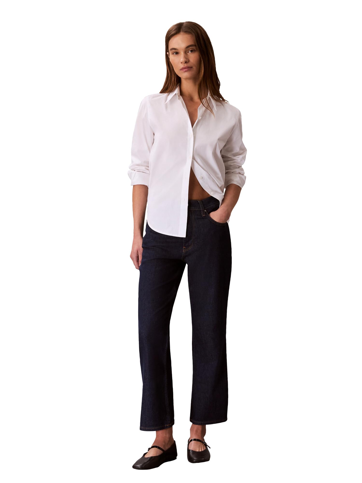 Calvin Klein Womens High Rise Ankle Bootcut Jeans