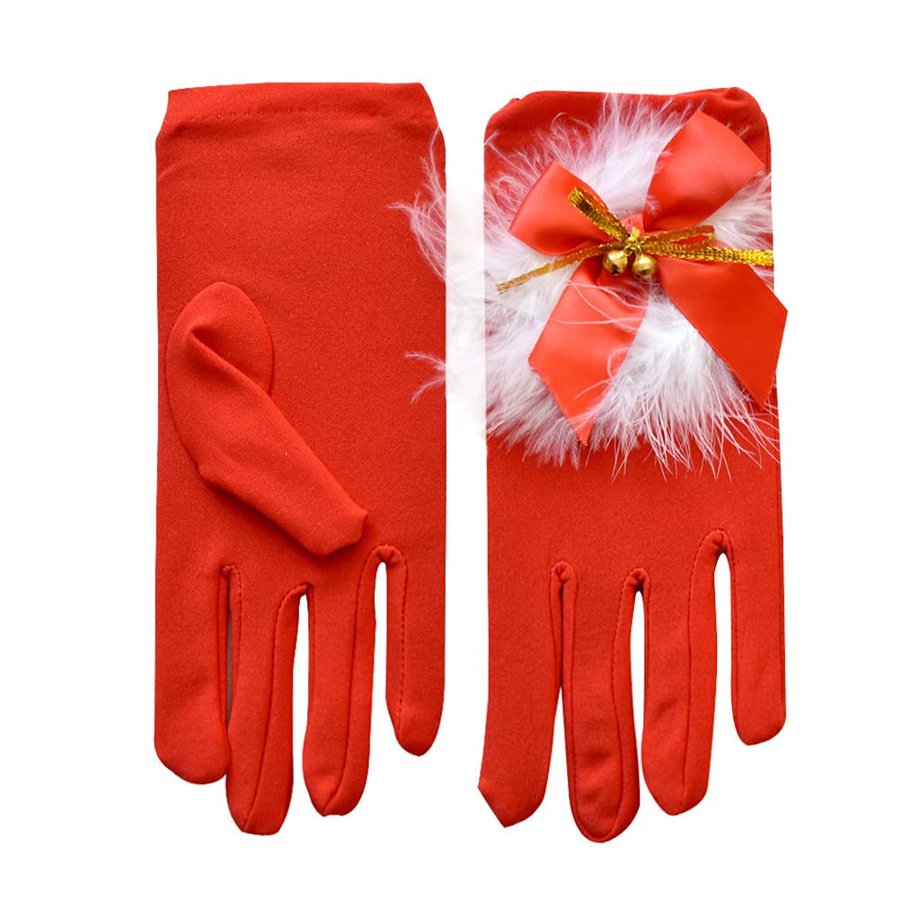 Nawwgy Christmas Gloves Christmas Gloves Stretch Milk Silk Short Soft Full Finger Gloves Fancy Dress Party