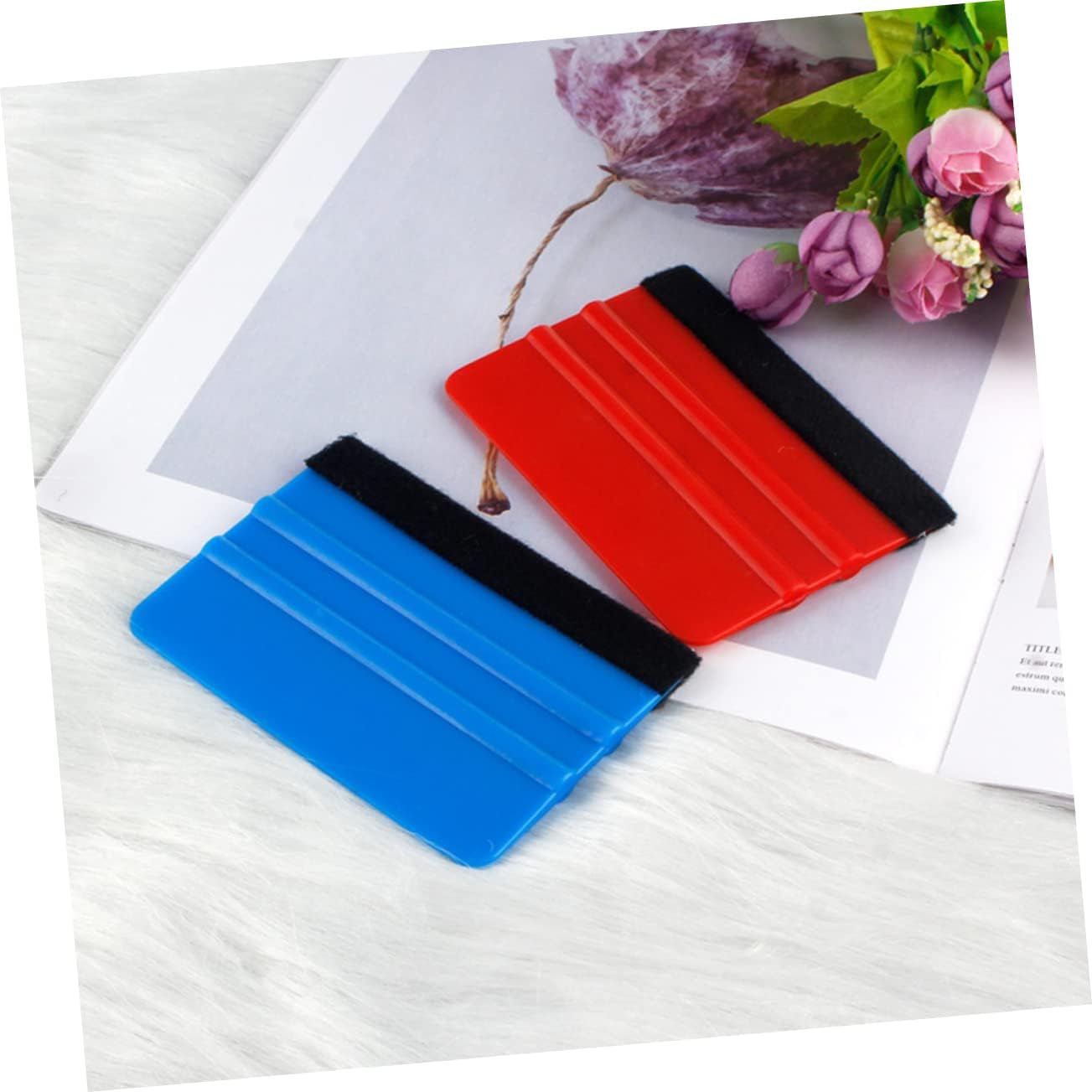 5pcs Car Window Film Squeegee Tool Felt Scraper for Auto Vinyl Application Non-damaging to Paint for Window Tinting and Film Installation Red