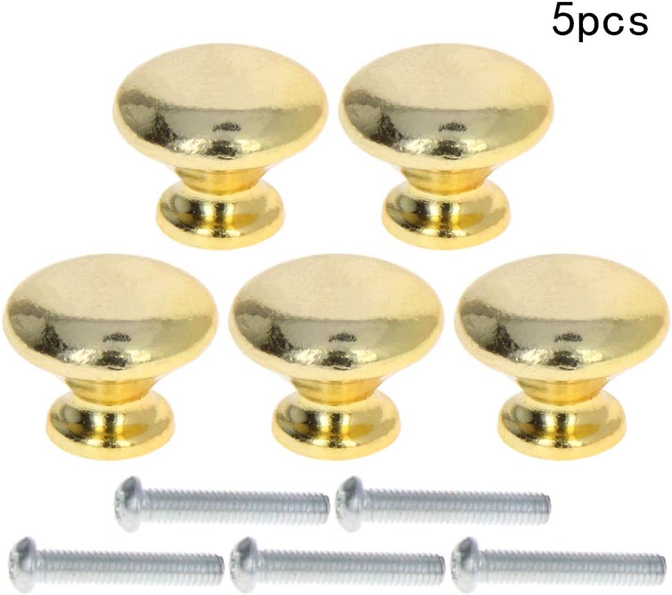 5pcs Mini Round Head Knobs 1" Small Drawer Pulls Handles for Jewelry Box Gift Case Gold