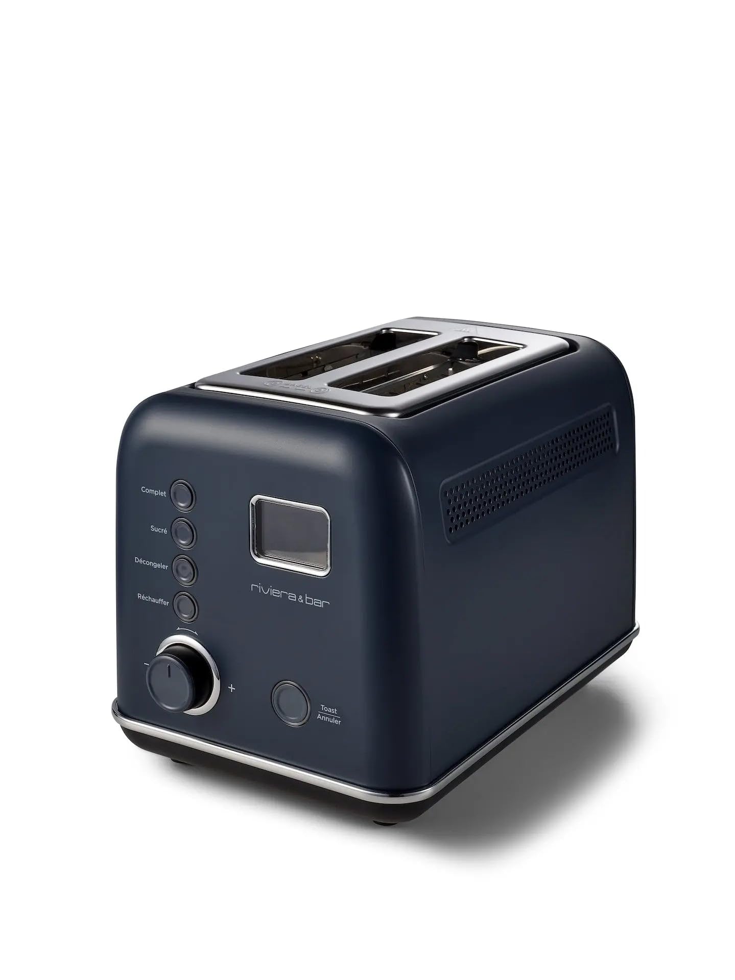 riviera&bar Grille-Pain Automatique Inox - 900W, 3 Programmes, 9 Niveaux de Brunissement - Écran LCD, 2 Fentes Extra-Larges - Fonctions Dorage, Réchauffage, Sécurité Optimale - Grey-Blue