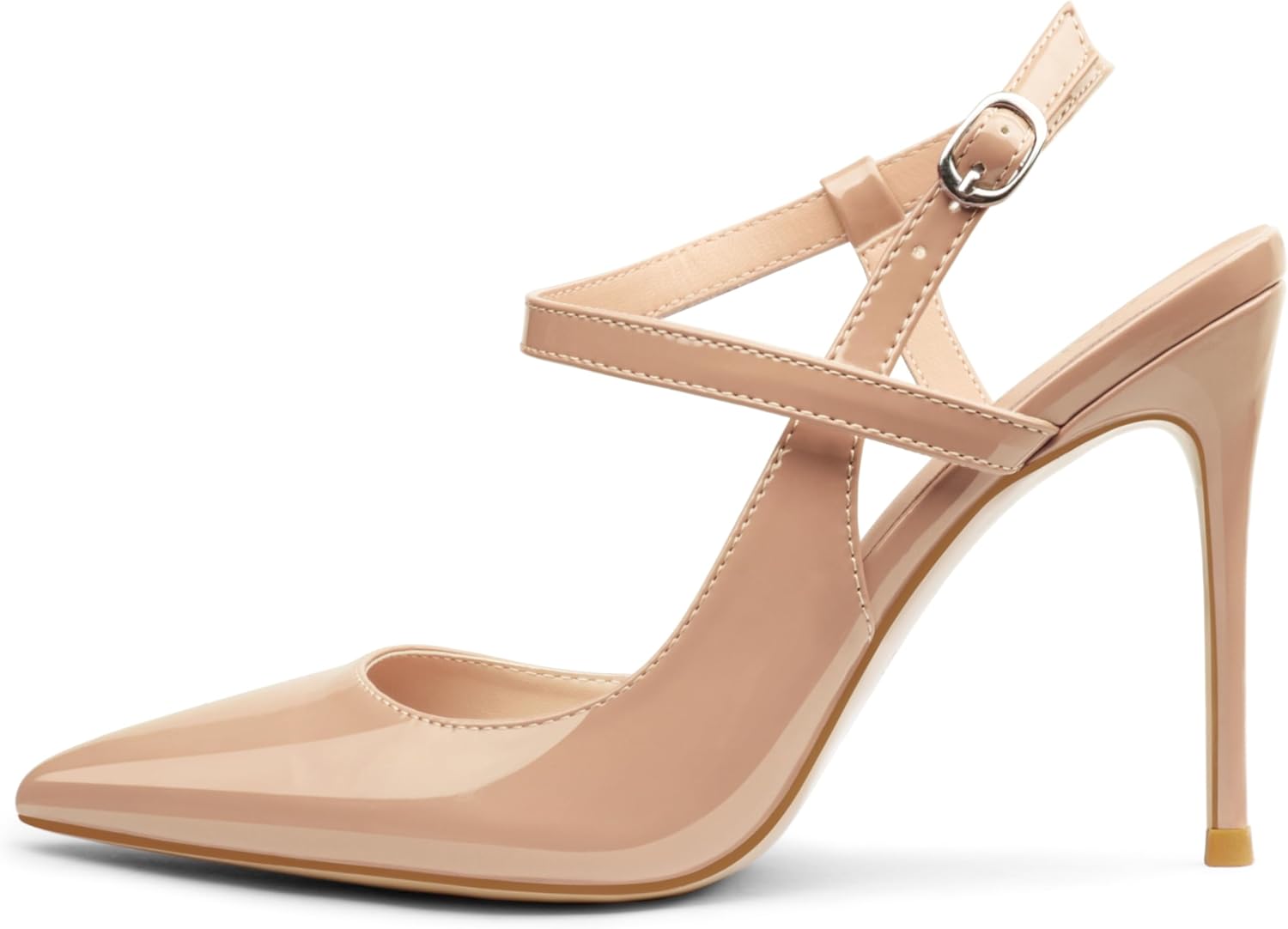 COLETER Women's Slingback Pumps 4IN Buckle Ankle Strap Sandals Closed Pointed Toe Office Work Wedding Shoes - Image 5