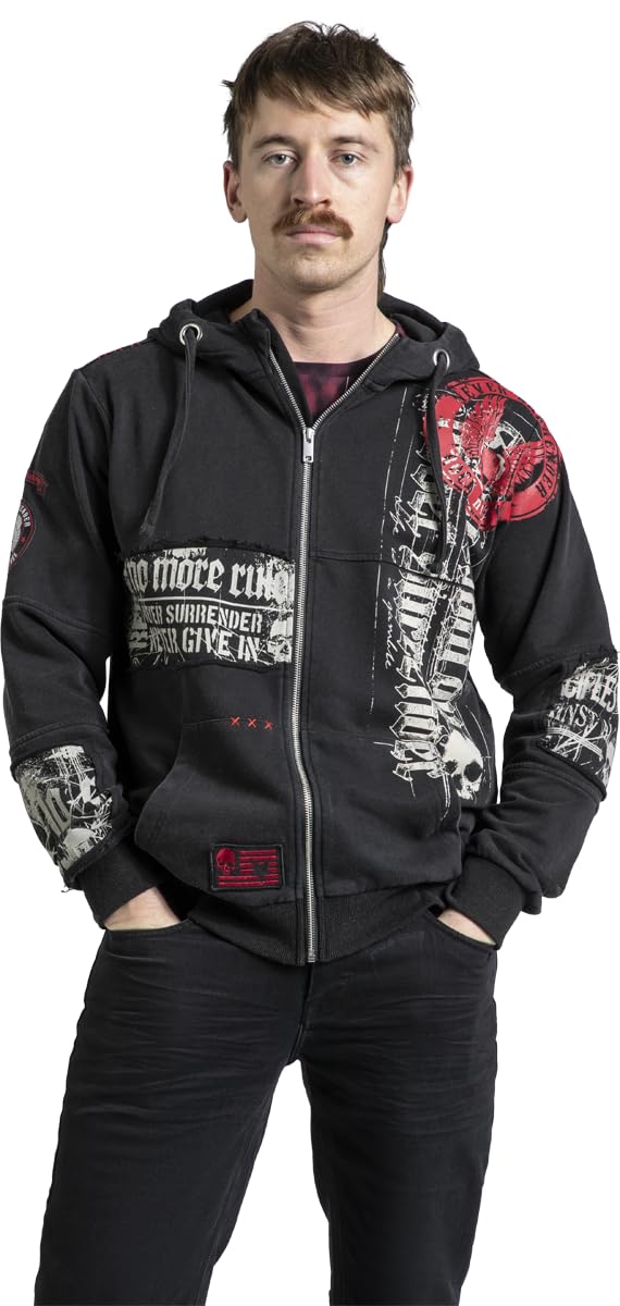 Rock Rebel by EMP Hombre Capucha con cremallera Original Sinners Chaqueta con capucha Gris