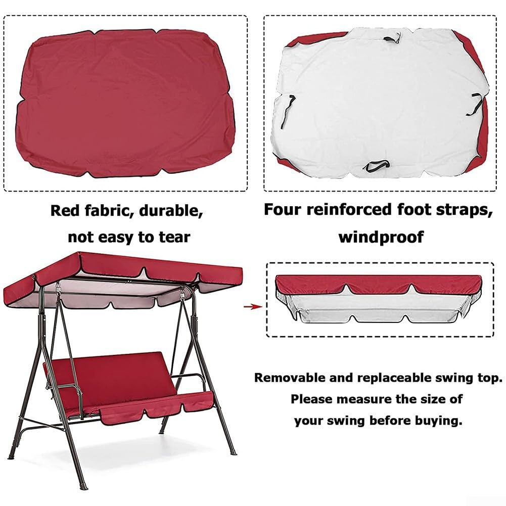 3 er Canopy - Silla mecedora de jardín de metal resistente con techo superior de metal, porche, silla oscilante