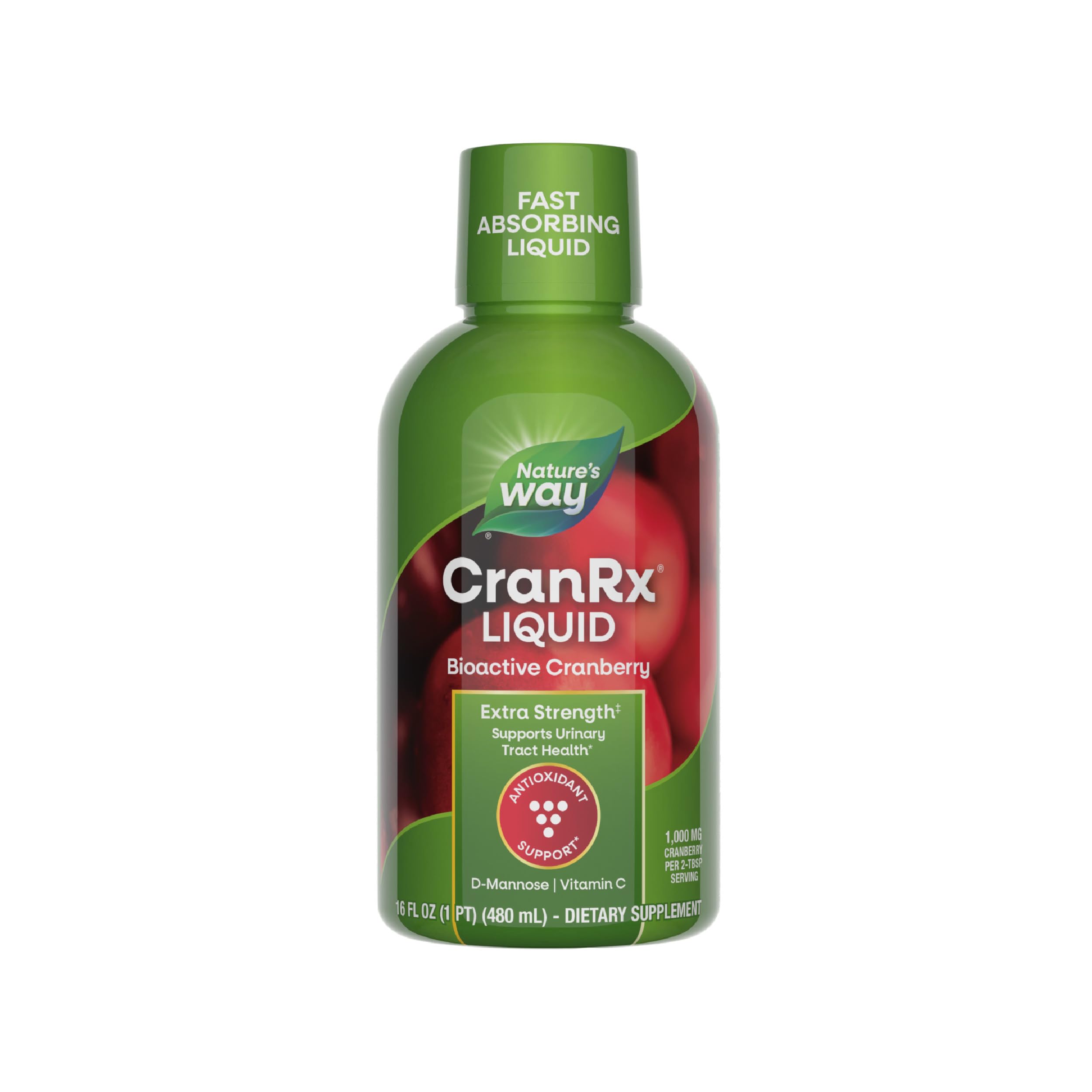 CranRx Extra Strength Cranberry 1,000 mg, D-Mannose + Vit C + Hibiscus, 16 fl. oz.