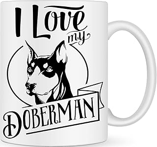 I Love my Doberman Dog Handmade Novelty Dog Breed Mug - Best Dog Mum and Dad Gifts for Dog Lovers - Customised Coffee Mug for Dog Owner - Funny Dog Walking Gifts- Personalised Gifts for Men and Women