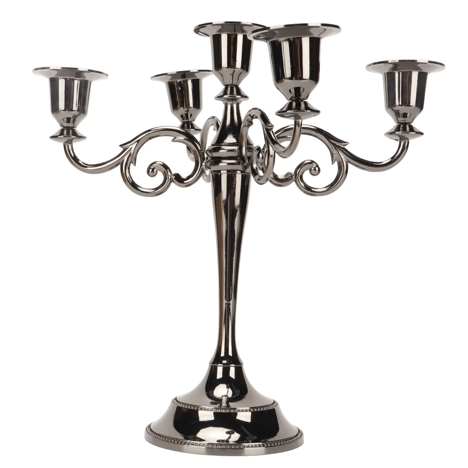 Metal Candelabra Black 5 Arms Eleg Colorfast Stable Wide Base Taper Candle Holder for Party Wedding Metal CandelabraTaper Candle HolderBlack Finely with an Arms