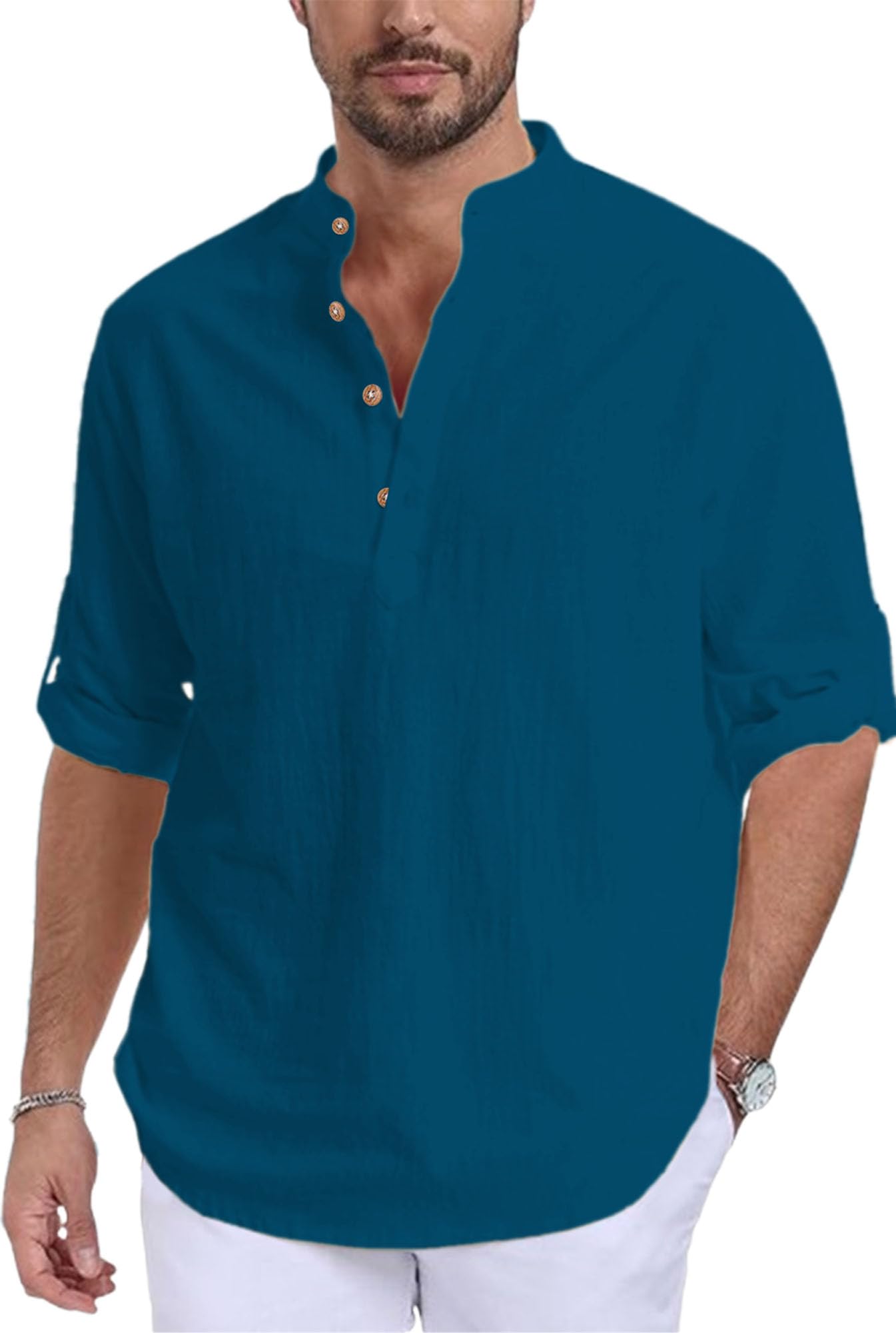 Men Pure Cotton Slim Fit Full Sleeve Short Kurta | Super Soft Stylish Kurta for Any Occasions (KRTBTN20)-picture-20