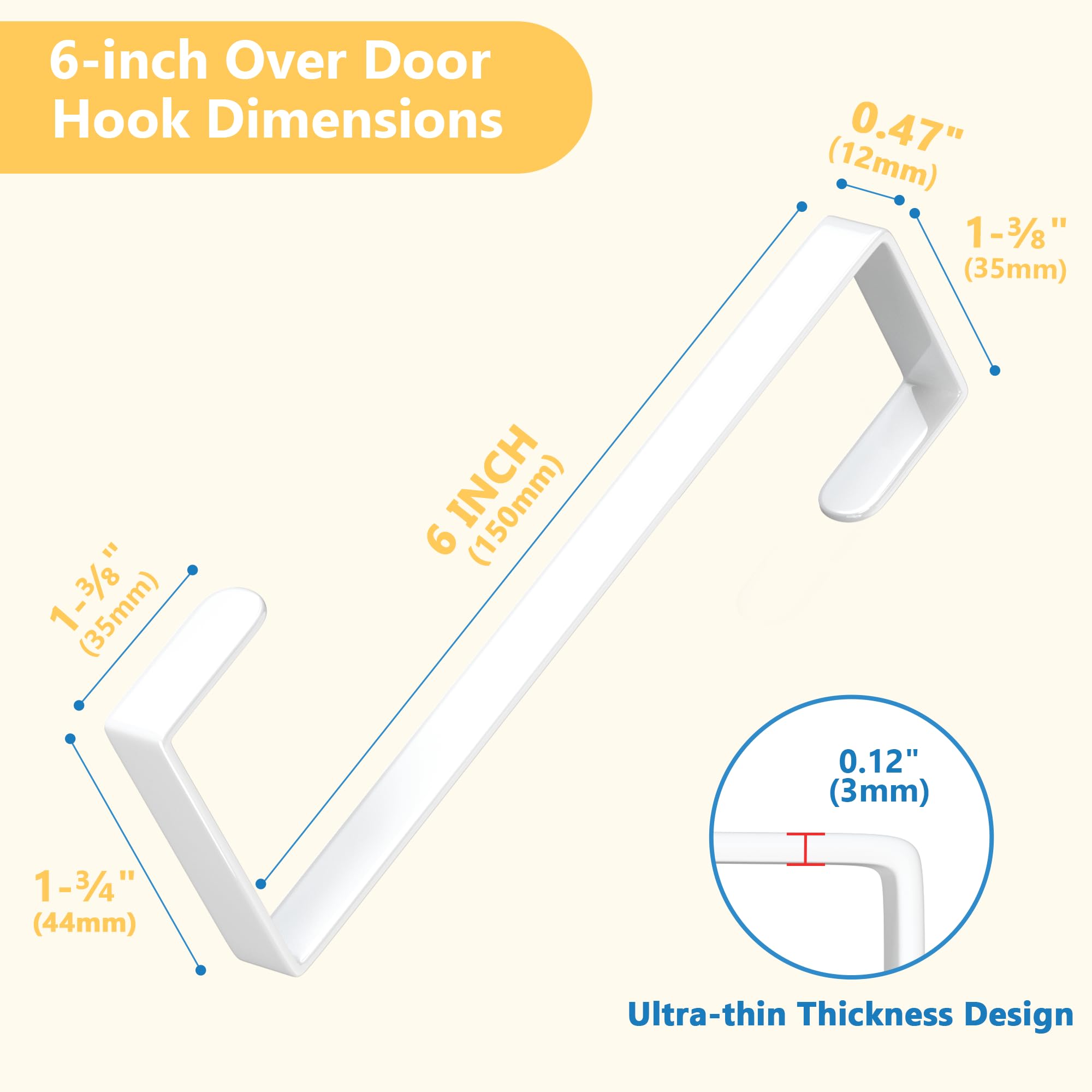 6" Over The Door Hooks - 10 Pack -4