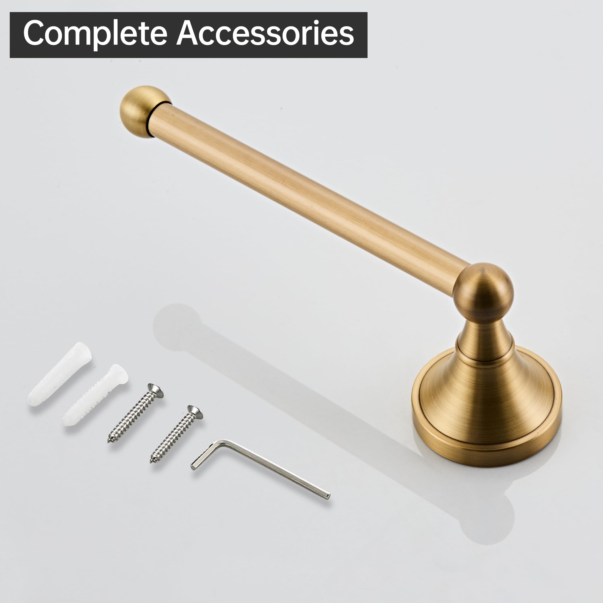 Antique Brass Toilet Paper Holder Towel Ring, Brass Towel Holder Toilet Paper Roll Holder, Rustic Vintage Oval Towel Rack Bathroom Accessories Set Hardware 2 Pieces Farmhouse Wall Mounted — Amazon image 4
