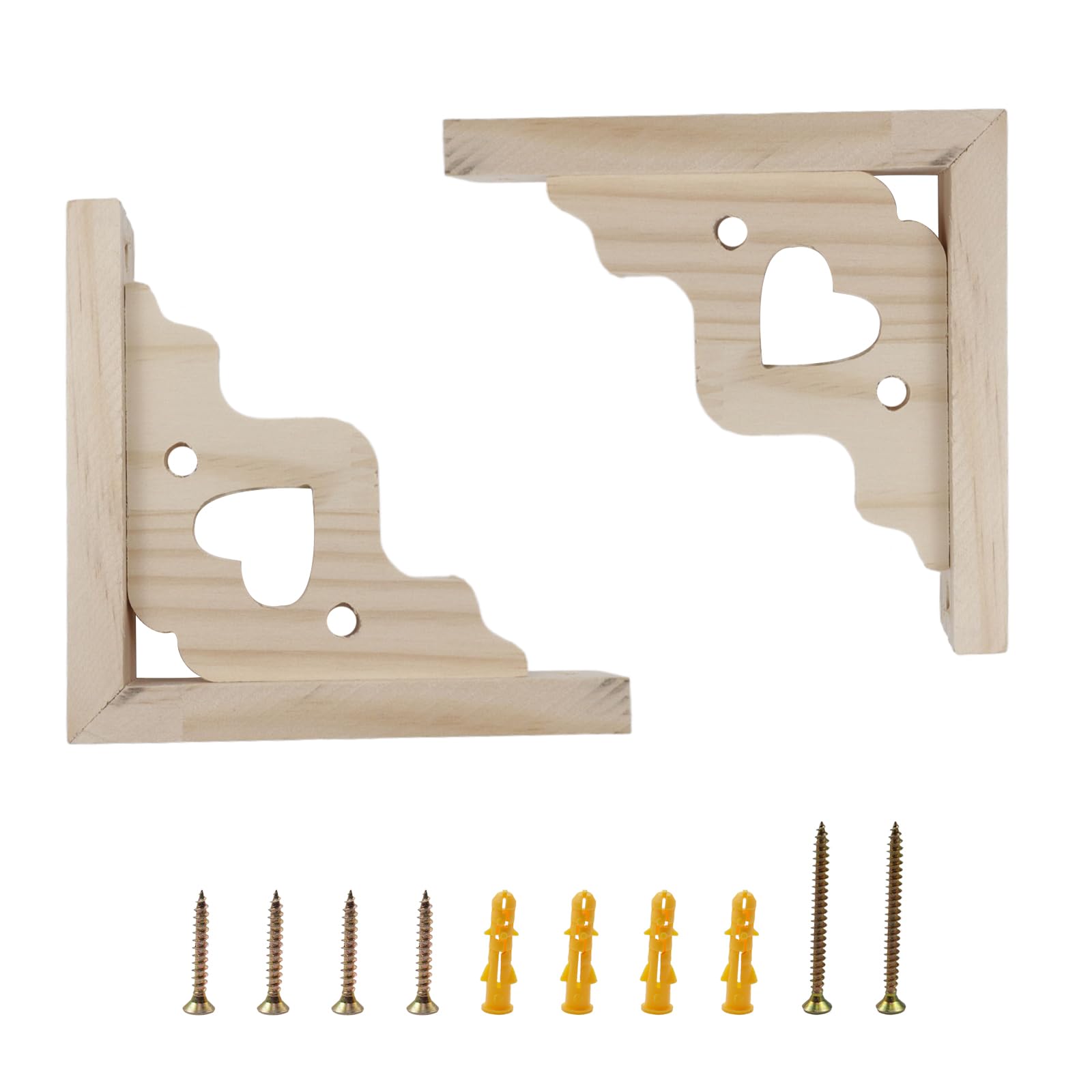 Antrader 2PCS Wooden Shelf Brackets,6" Wall Mount Natural Wood Bracket,Solid Bracket Shelf Supports Kits — image 1