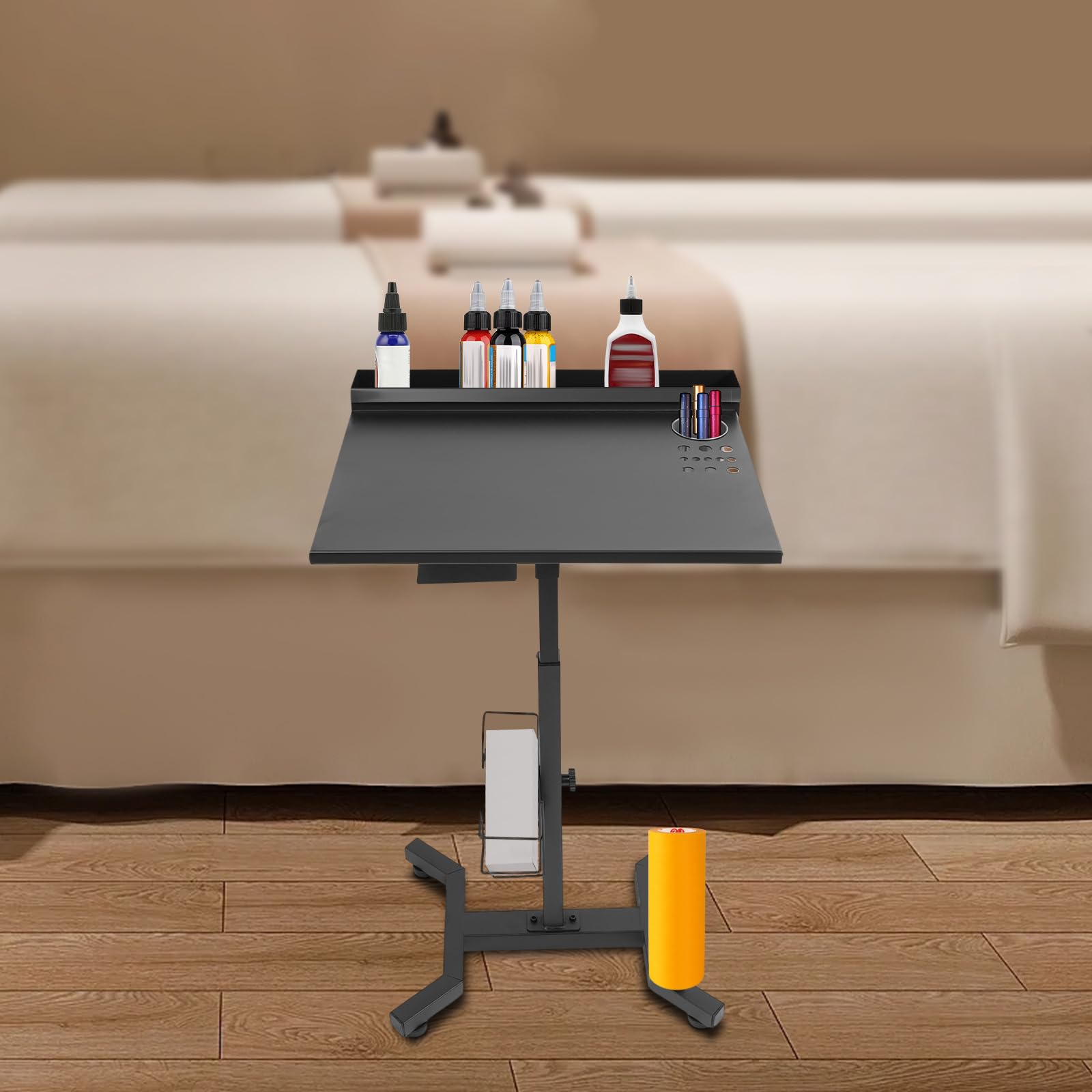 Carro de peluquería con ruedas, bandeja de almacenamiento, soporte para herramientas, carro de extensión de pelo para peluquería, extensiones, estilisado y alisado, hasta 7 kg