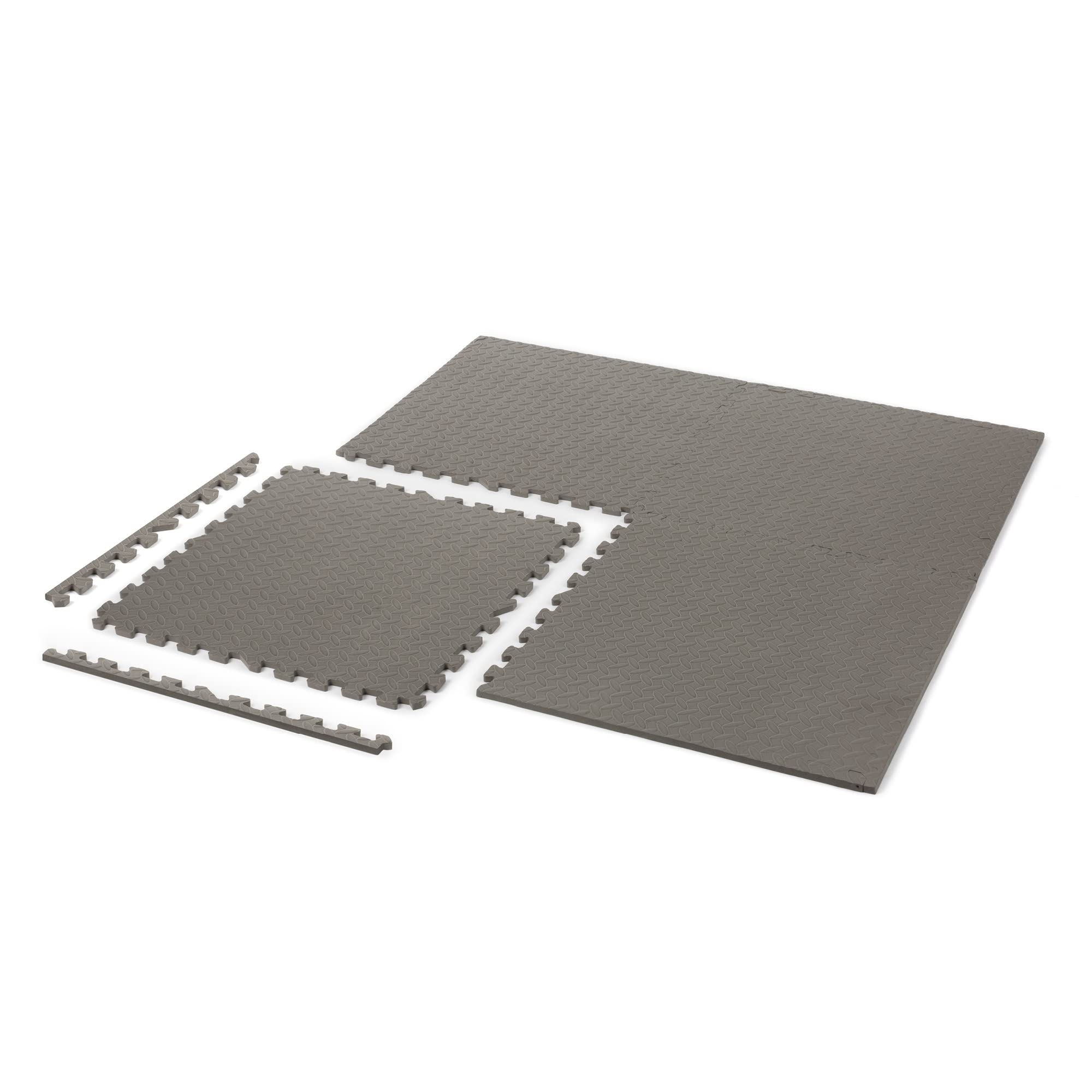 Structure Fitness Interlocking Eva Foam Exercise Home Gym Garage workshop Flooring Mat Non Slip Rubber Cushion Floor Tiles 60x60cm (8, Grey)