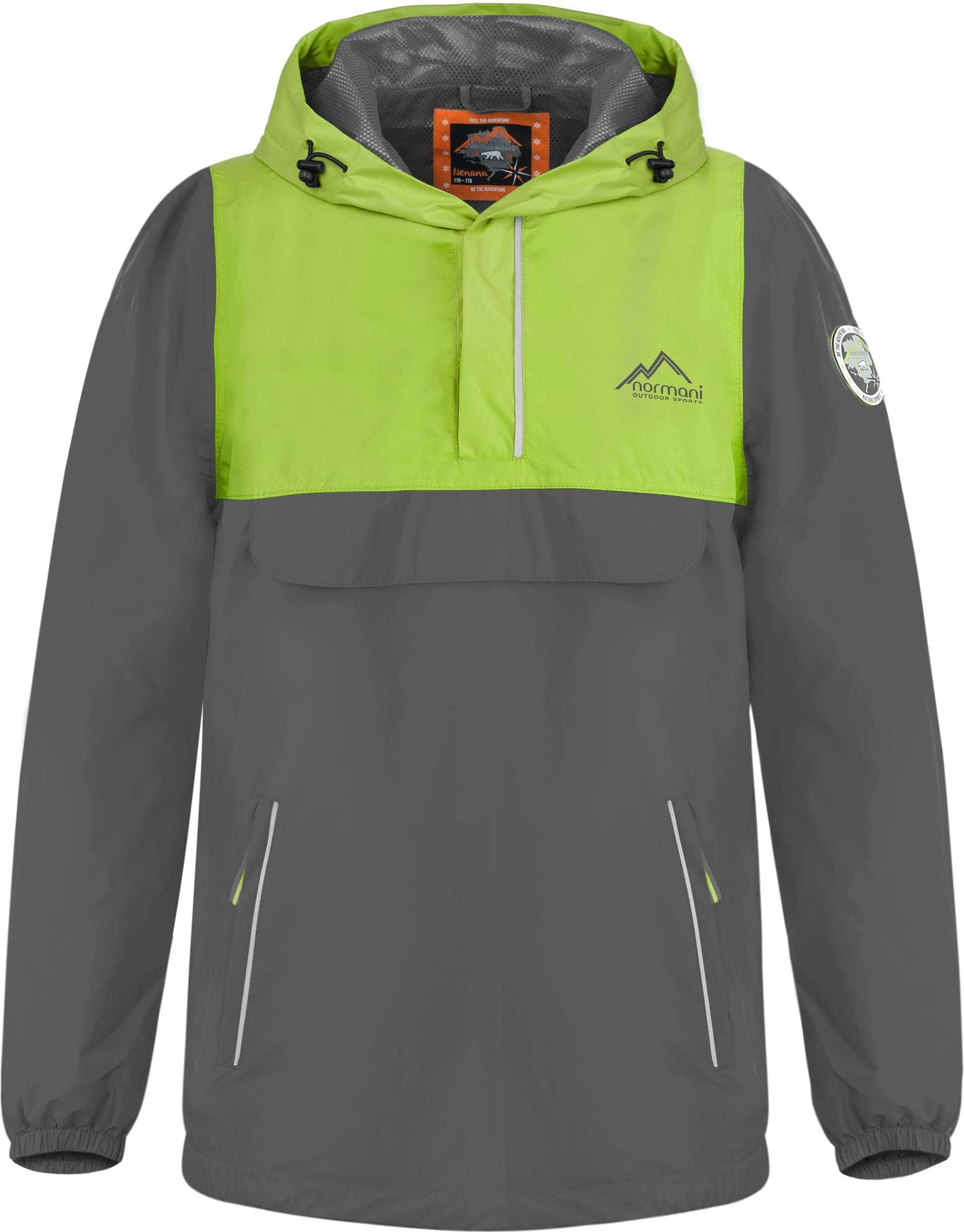 normani Kinder Sommerjacke mit Netzfutter atmungsaktiver Windbreaker Regenjacke mit Kapuze - wasserdichter Anorak für Junge und Mädchen mit 3M™ Scotchlite™ Reflektor Streifen