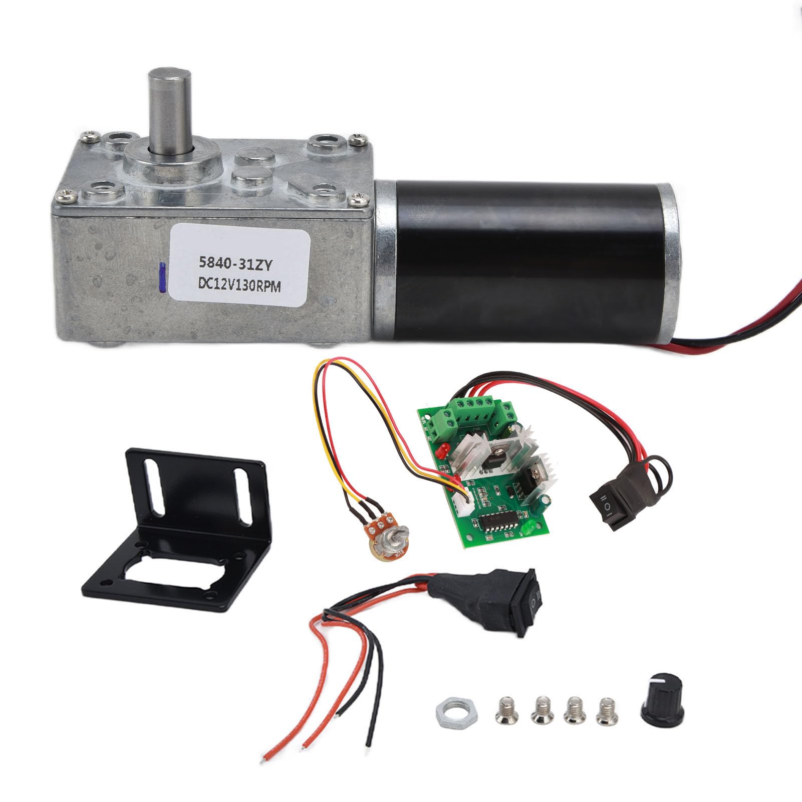 Eujgoov Gear Motor DC12V, CW CCW Switch Mini Turbine 12V Reducer with 8mm Shaft (12V130RPM)