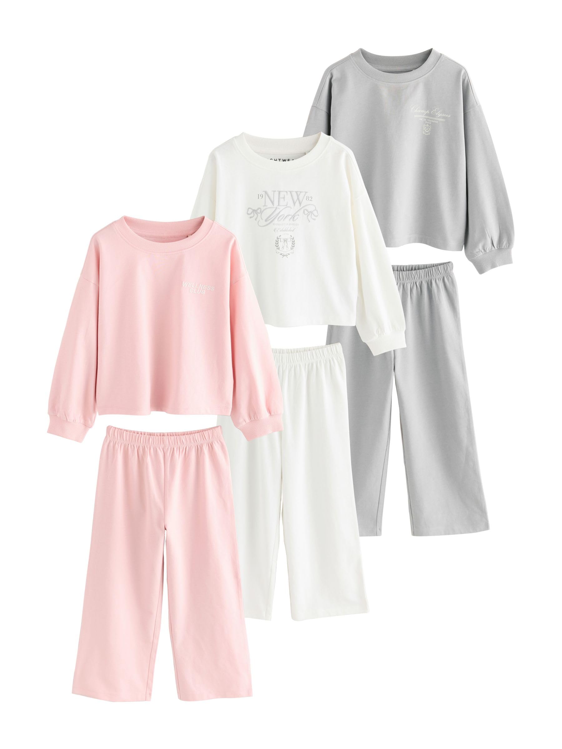 NEXT Mädchen Schlafanzug mit weitem Bein, 3er-Pack
