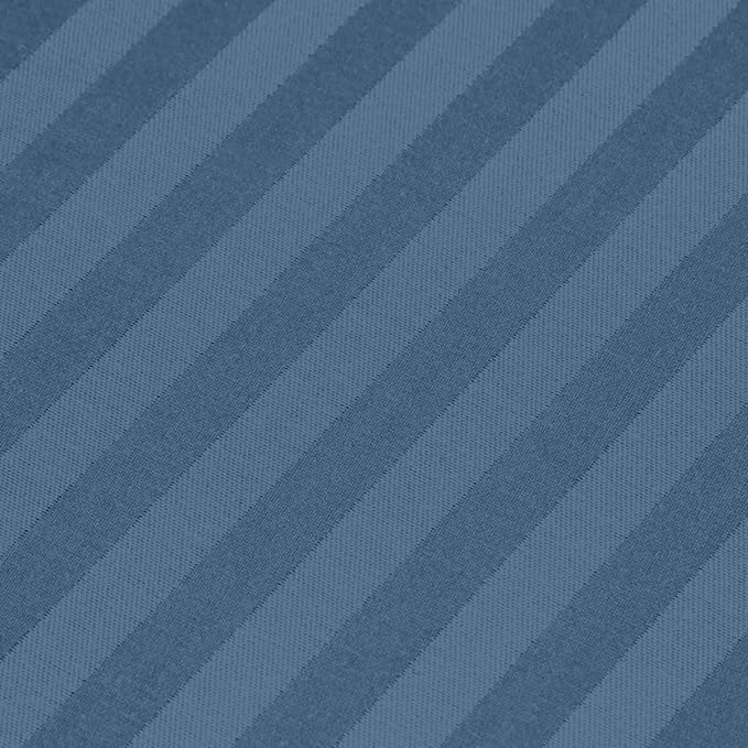Image of DECOR2ADMIRE 300 Thread Count Premium Glace Cotton Plain Stripe Single Bedsheet with One Pillow Cover (60 inch x 90 inch) (Blue, Pack of 2)