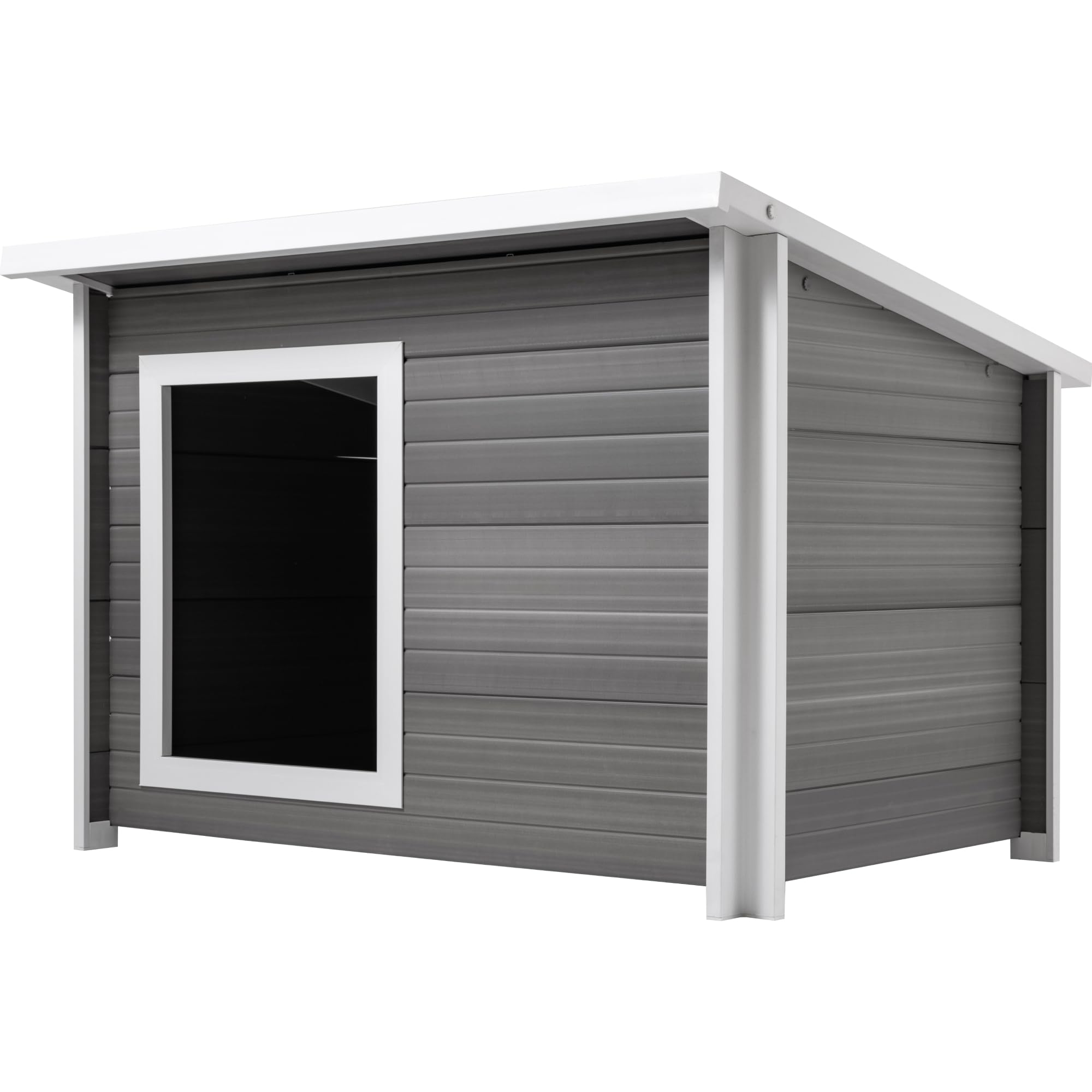 Amazon.com : New Age Pet ECOFLEX Rustic Lodge Outdoor Elevated Dog House,  X-Large Weather Resistant Shelter for Large Dogs, Wood Look Composite  Material, Easy Assembly with 10 Year Warranty : Pet Supplies