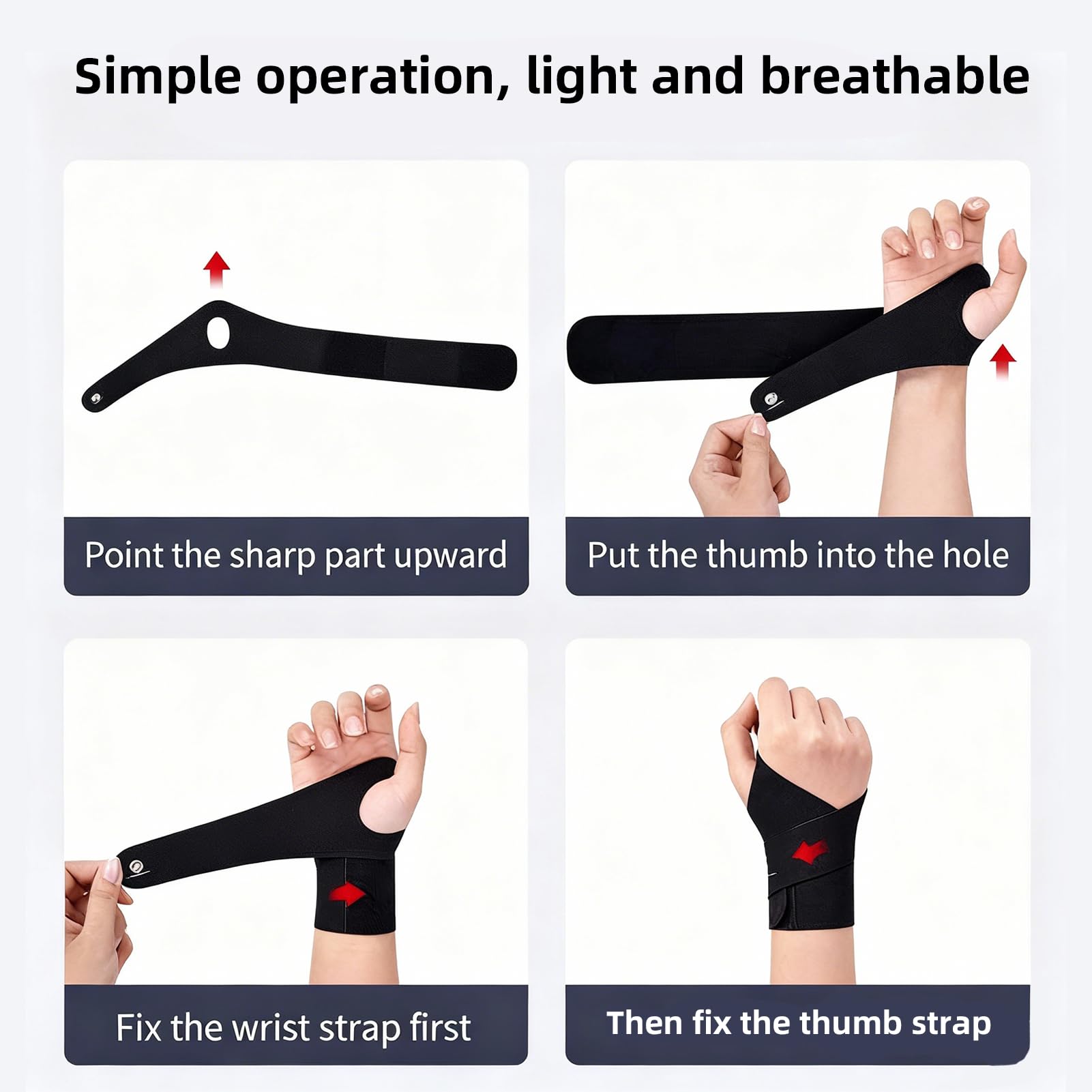 2PCS Tutore Polso Sottile, Polsiera Ortopedica Regolabile per Tendinite, Tutore per Tunnel Carpale Sinistro e Destro, Compressione Traspirante per Sport, Palestra, Computer, Dormire (Nero)
