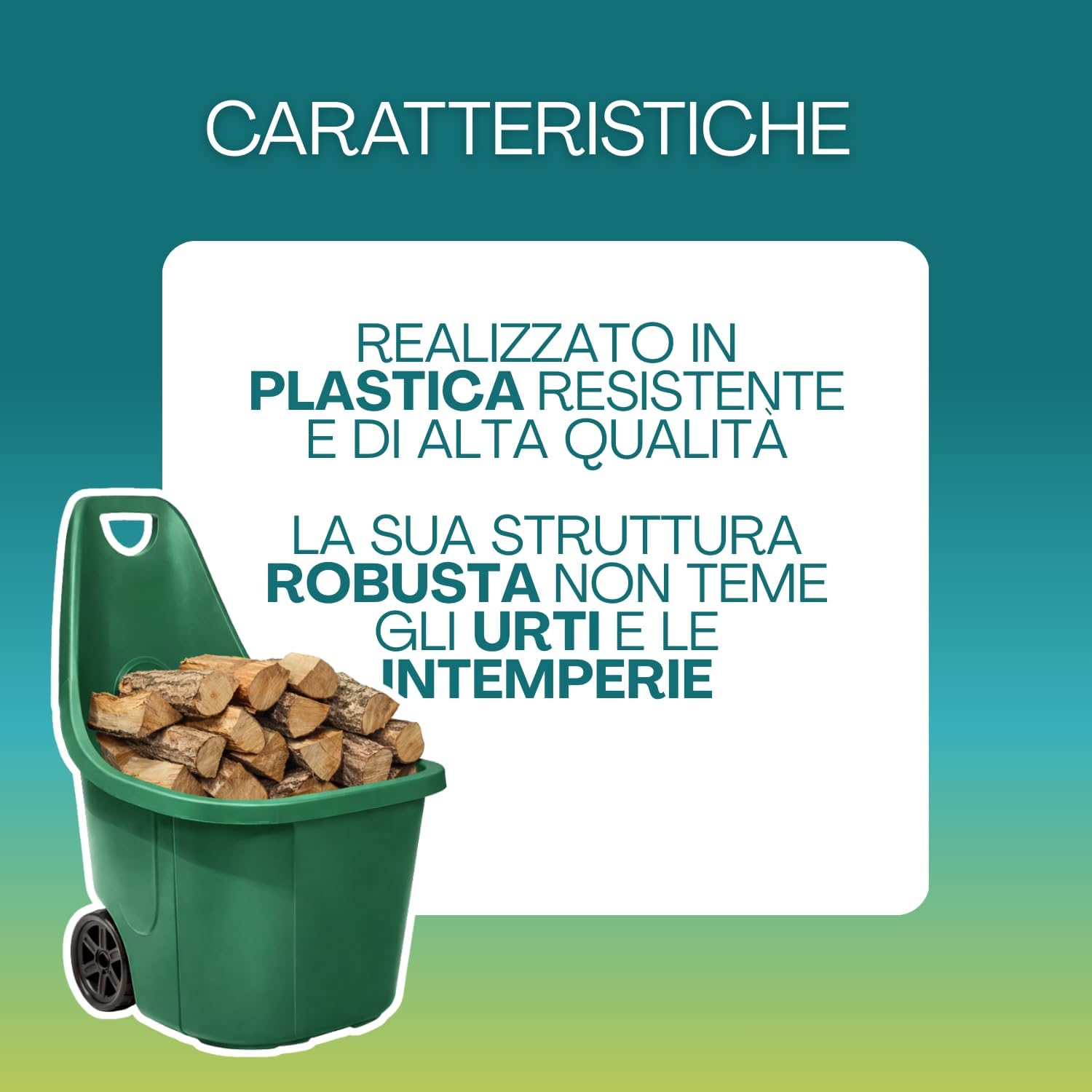Paluplus Trolley da Giardino Verde con Maniglia da 60 Litri, misura 49x58x87 cm, Carrello con Ruote Portatutto, Praticità e Resistenza per i Tuoi Lavori all'Aperto -912F