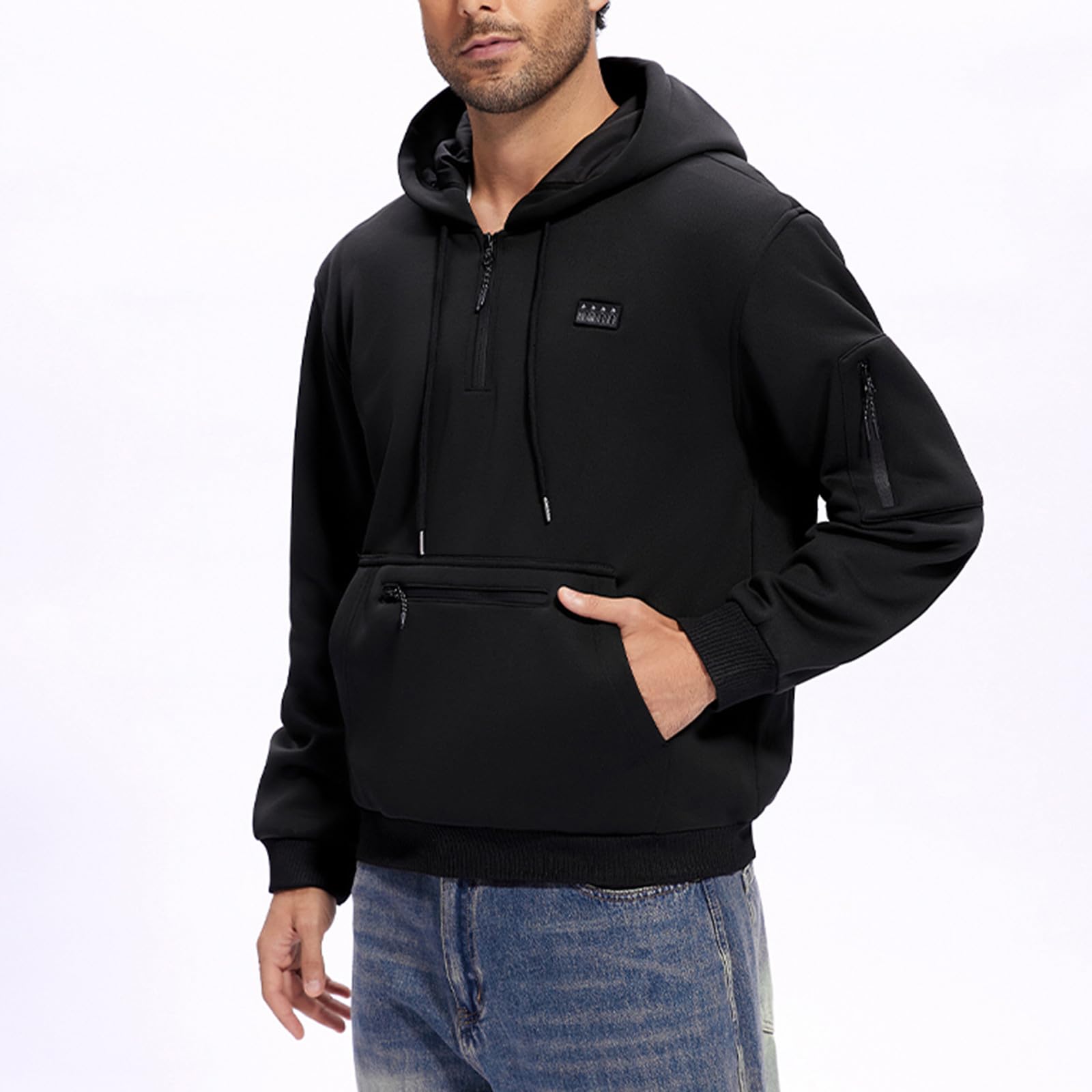 Beheizbare Sweatjacke Herren mit Kapuze Heizjacke Winter Warm Winterjacke