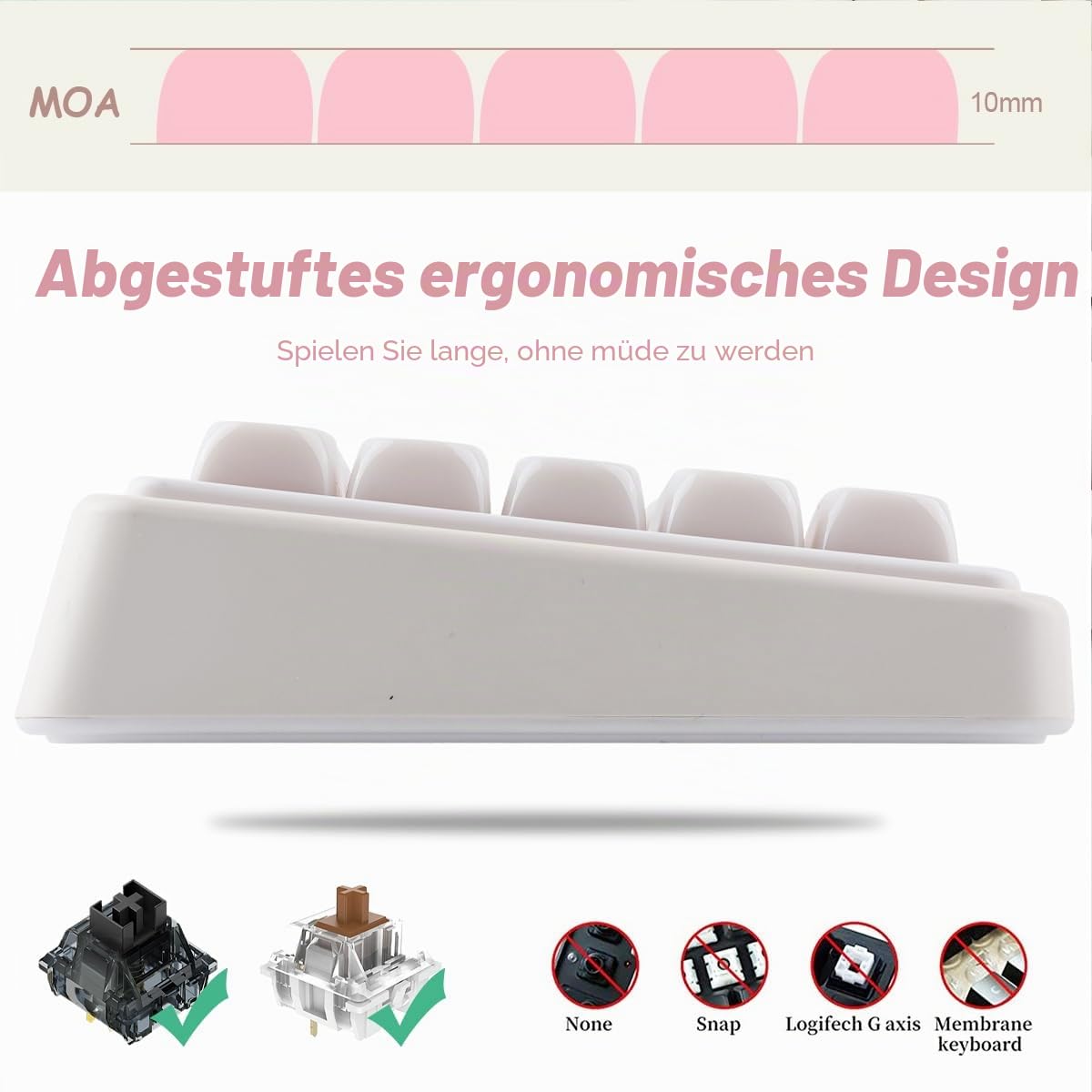 Sunzit MOA Keycaps, 136 Tasten, Cute Keycaps mit Keramikstruktur, minimalistisches weißes Keycap Set, Tastenkappen für mechanische Tastaturen mit 65%/75%/96%/voller Größe (durchscheinendes Weiß)