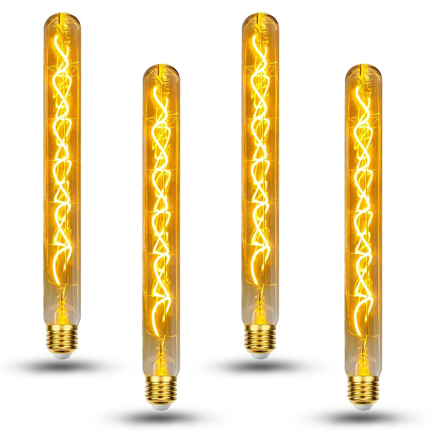 Bombilla LED Edison vintage, bombilla de flauta regulable E27 4W LED blanco cálido, lámpara Edison vintage regulable E27 ideal para iluminación nostálgica y retro - Ámbar - 4 piezas (T30)