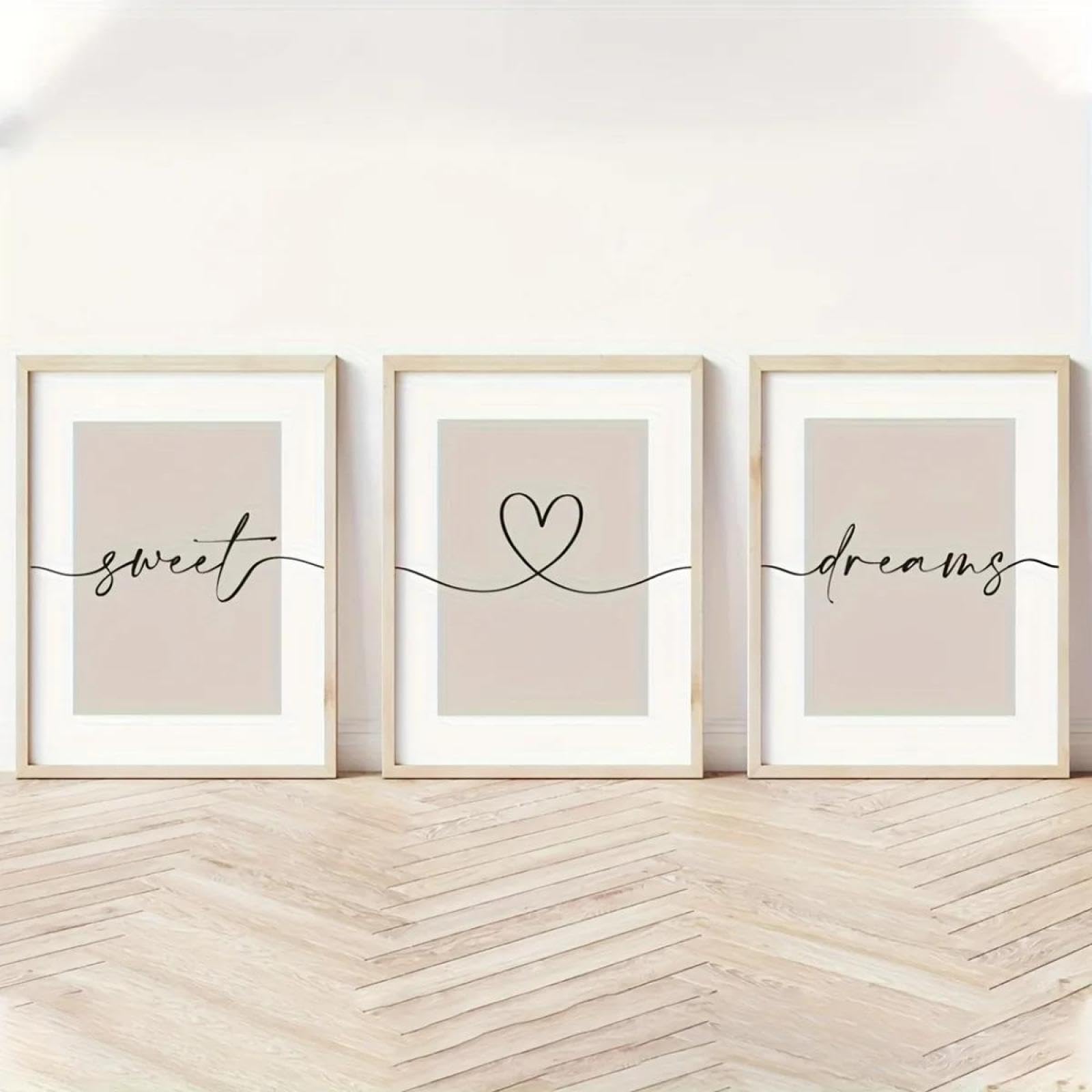 Baibexing Minimalist Quote Canvas Wall Art Spirit, Heart & Dream Line Art Prints For Modern Living Room & Bedroom Decor 40X60Cmx3Pcs Unframed