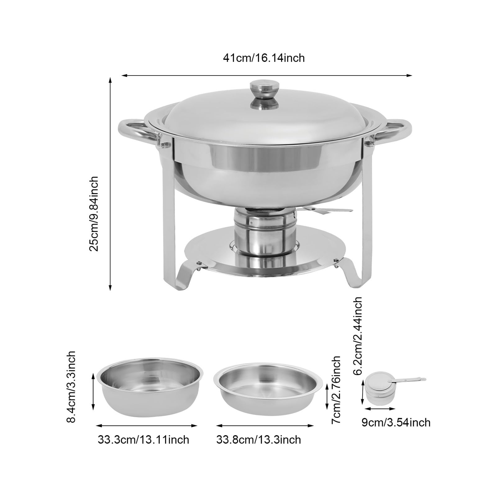 Juego De Buffet 1,19 Galones, Calentador Alimentos Acero Inoxidable, Ideal For Fiestas Y Reuniones Calor Duradero