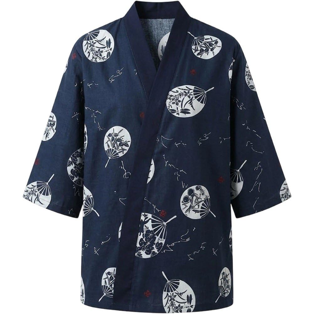 Fituenly Japanese Kimono Chef Coat Uniform for Men and Women, Sushi Restaurant Kitchen Work, Half Sleeve Waiter Waitress Workwear