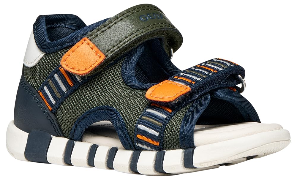Geox B Iupidoo Boy Sandal, DK Green/Orange, 25 EU