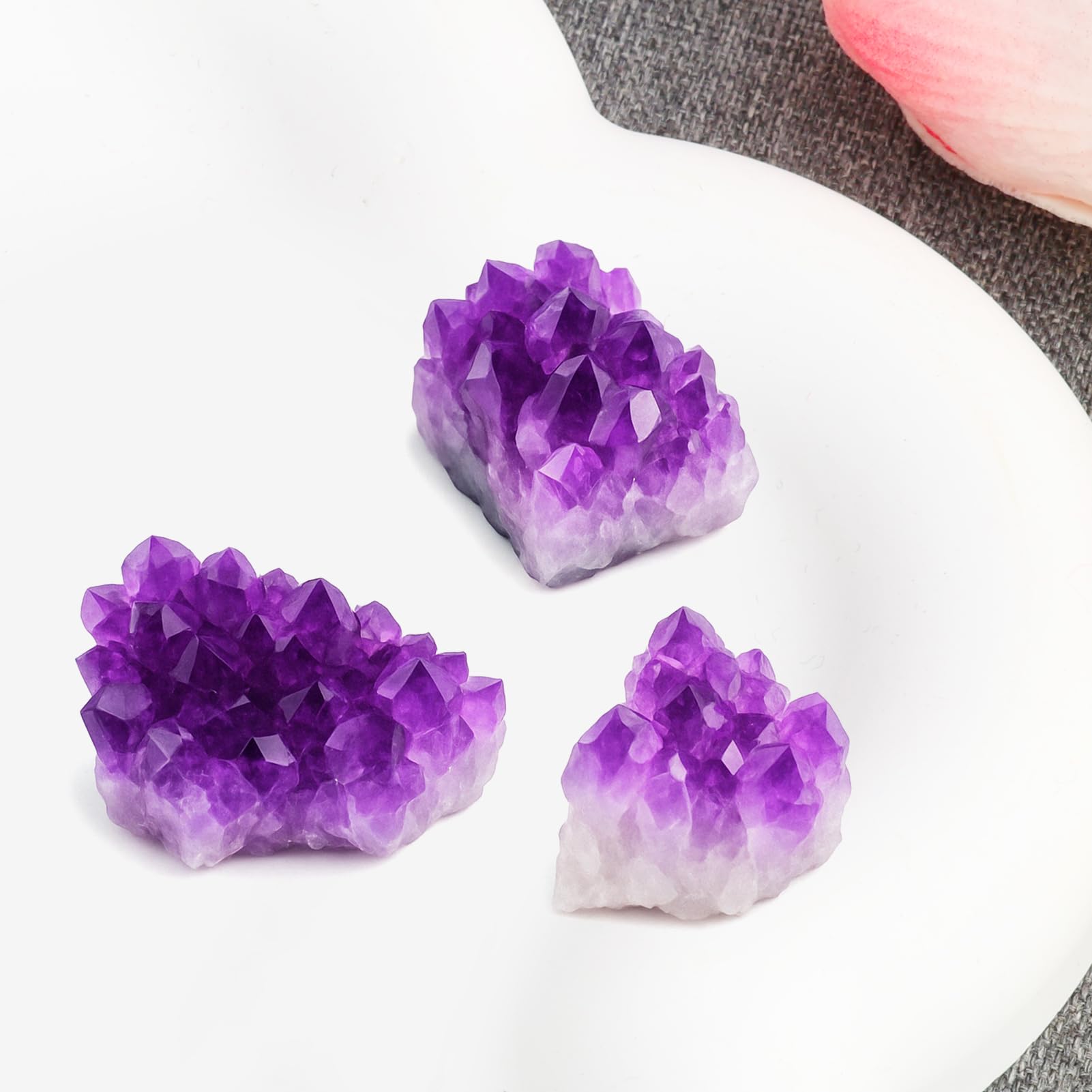 3PCS Amatista Piedra Natural, Minerales Y Piedras Preciosas 2-5 cm, Piedra Amatista, Minerales Curativos Para Meditación Y Feng Shui, Cristales Naturales Para Colección Y Decoración, 10-20 g