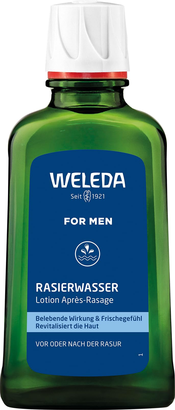 WELEDA Bio FOR MEN Rasierwasser - Naturkosmetik Pre Shave & After Shave erfrischt und belebt die Haut vor und nach der Trocken- und Nass-Rasur, pflegt & desinfiziert kleine Schnittwunden (1 x 100 ml)