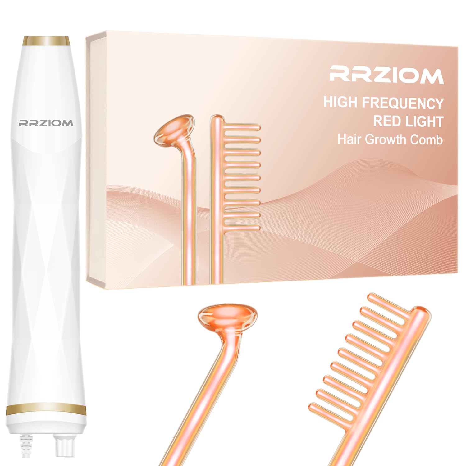 Kopfmassagegerät Elektrisch, RRZIOM 2 in 1 Rotlicht Scalp Massager Für Haare, Kopfhaut, Gesicht, Kopfhaut Massagebürste Elektrisch Für Haarwachstum, Portable Plug Desig (Orange)