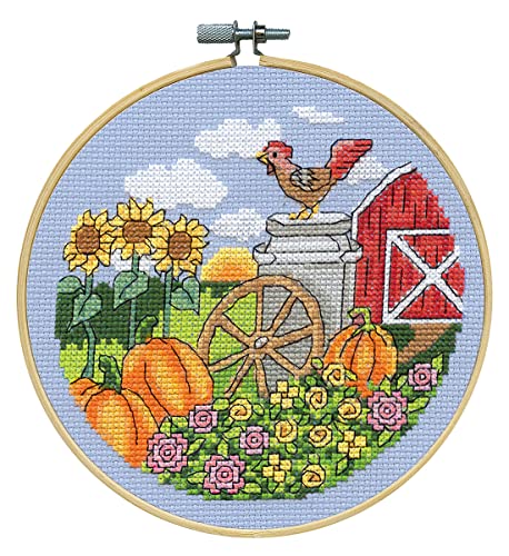 Image of Fall Counted Cross Stitch Kit with Hoop