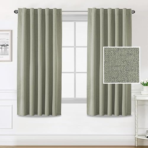 H.VERSAILTEX Cortinas de lino sintético 100% opacas para dormitorio, cortinas de bloqueo de luz completa de 63 pulgadas con doble cara de lino con H.VERSAILTEX Cortinas de lino sintético 100% opacas para dormitorio, cortinas de bloqueo de luz completa de 63 pulgadas con doble cara de lino con