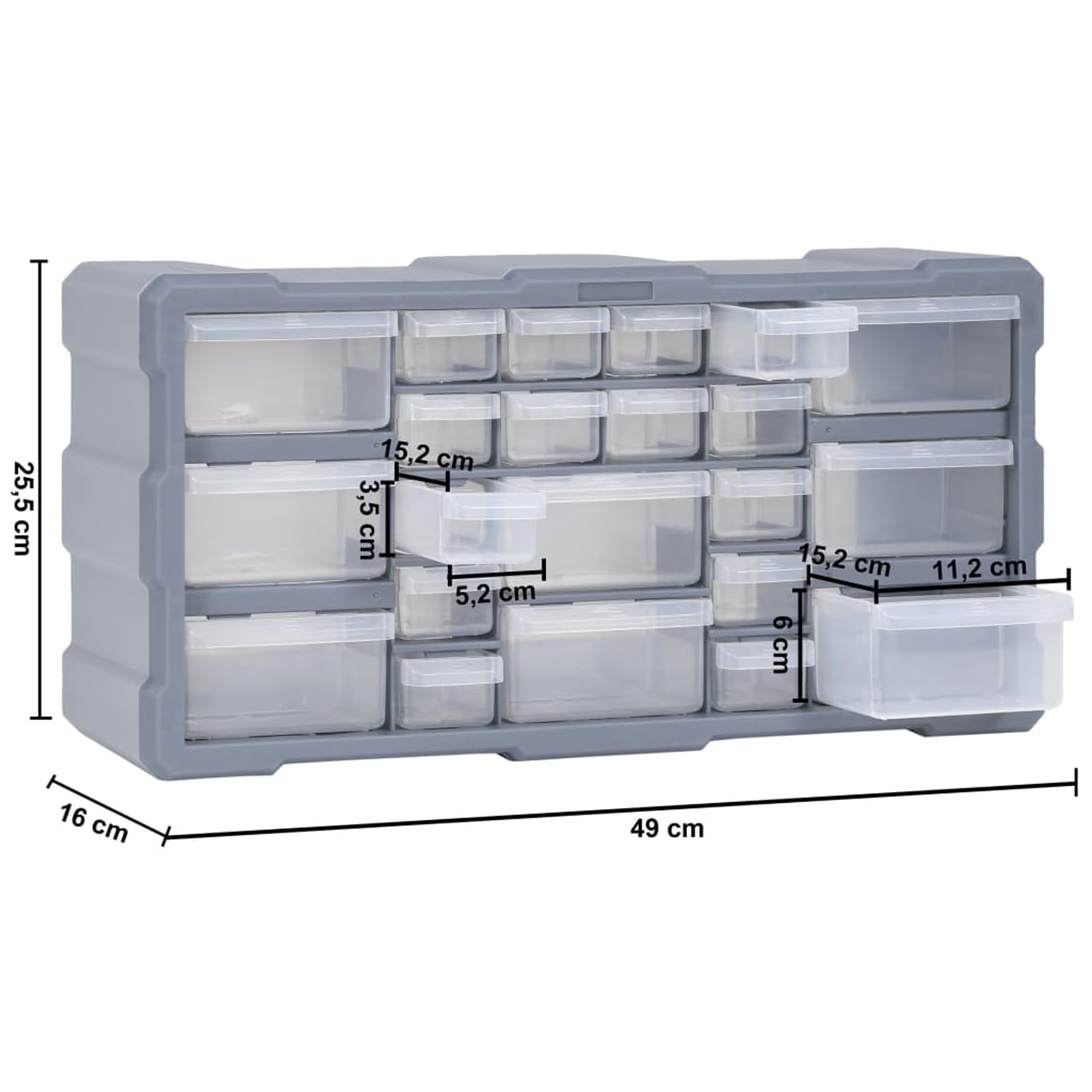 Gecheer Organizador de Herramientas de 22 Cajones - Gris, PP, 49x16x25.5 cm, No Montaje Modelo YHSLRZJ-147584ES