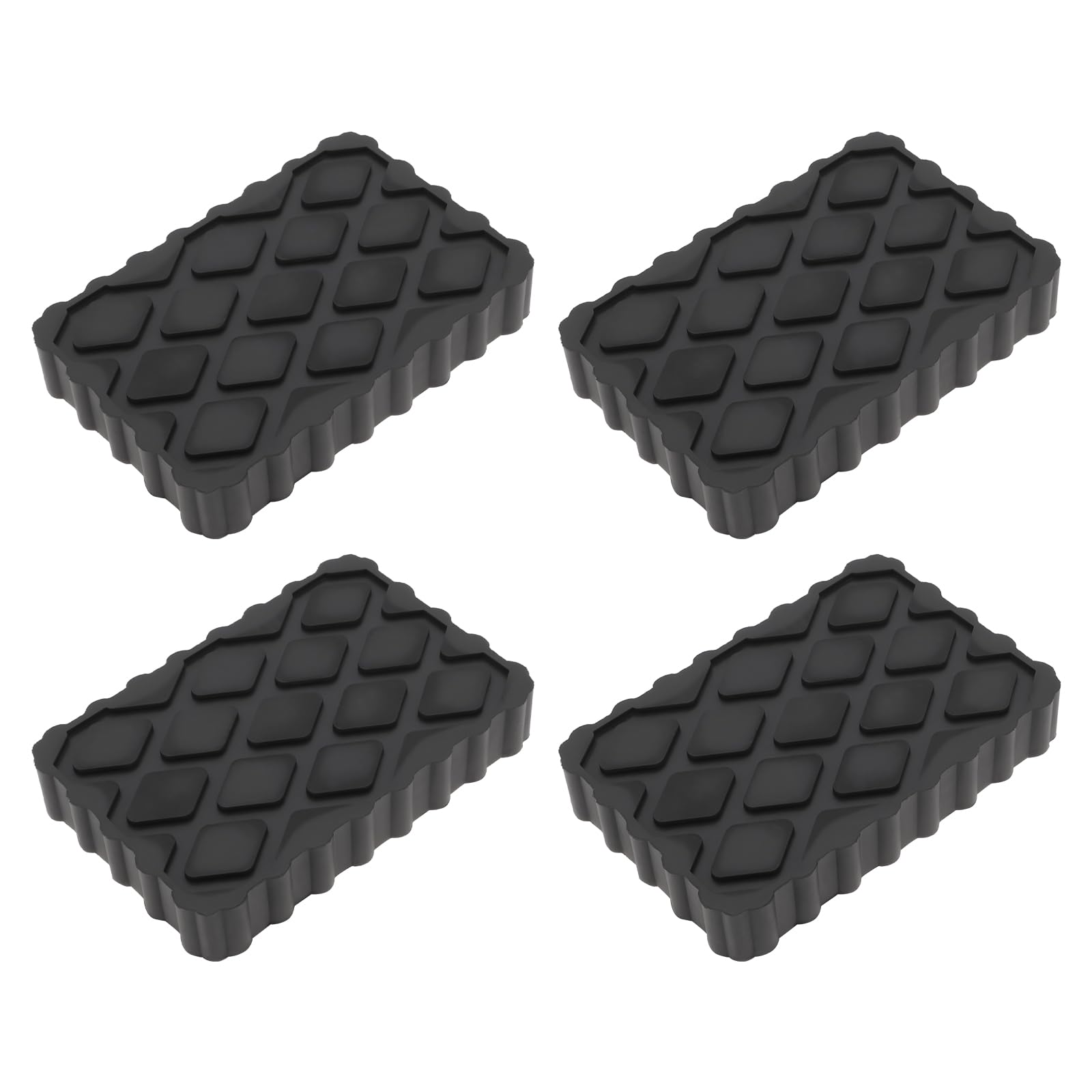 Lot de 4 blocs d'amortissement en caoutchouc pour cric à ciseaux 120 x 80 x 20 mm