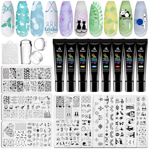 Biutee Nail Stamper Kit with Clear Stamper and Scraper, 10